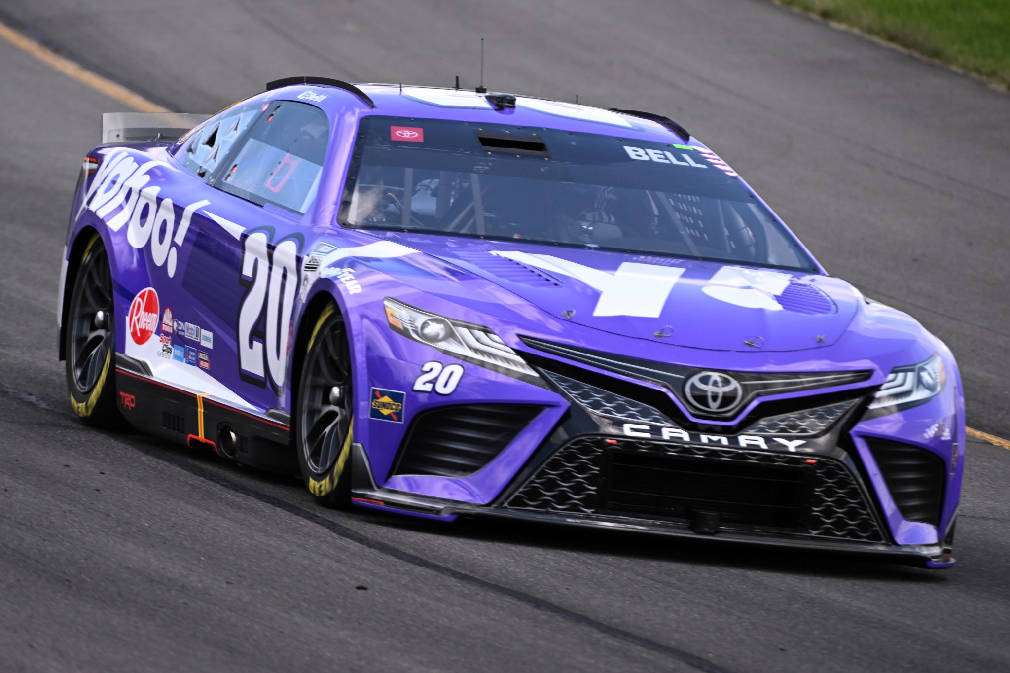 LONG POND, PENNSYLVANIA - JULY 22: Christopher Bell, driver of the #20 Yahoo! Toyota, drives during practice for the NASCAR Cup Series HighPoint.com 400 at Pocono Raceway on July 22, 2023 in Long Pond, Pennsylvania. (Photo by Logan Riely/Getty Images) | Getty Images