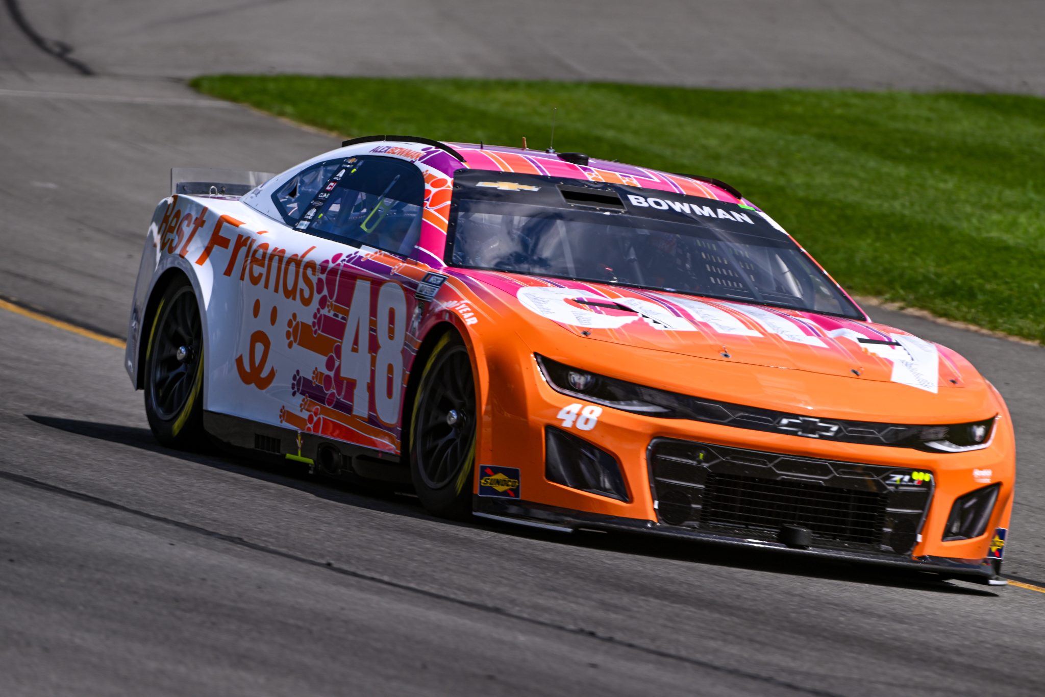 LONG POND, PENNSYLVANIA - JULY 22: Alex Bowman, driver of the #48 Ally Best Friends Chevrolet, drives during practice for the NASCAR Cup Series HighPoint.com 400 at Pocono Raceway on July 22, 2023 in Long Pond, Pennsylvania. (Photo by Logan Riely/Getty Images) | Getty Images