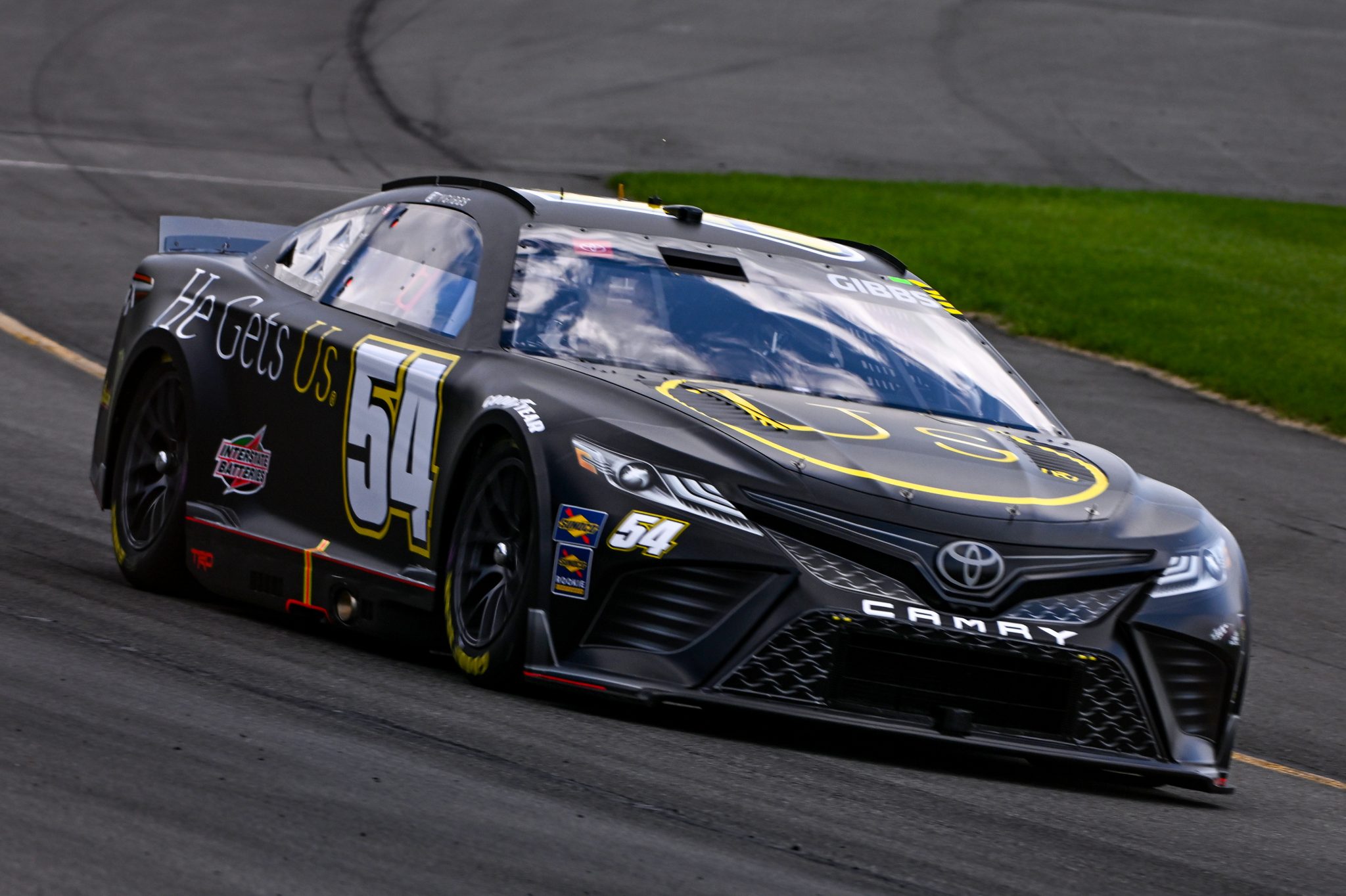 LONG POND, PENNSYLVANIA - JULY 22: Ty Gibbs, driver of the #54 He Gets us Toyota, drives during practice for the NASCAR Cup Series HighPoint.com 400 at Pocono Raceway on July 22, 2023 in Long Pond, Pennsylvania. (Photo by Logan Riely/Getty Images) | Getty Images