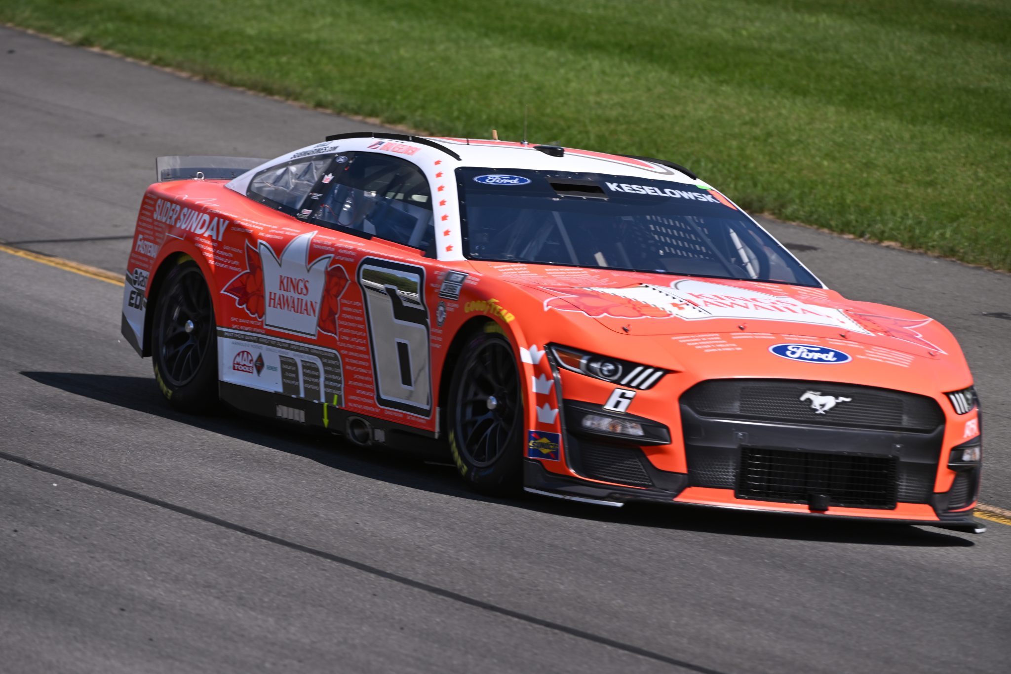 LONG POND, PENNSYLVANIA - JULY 22: Brad Keselowski, driver of the #6 King's Hawaiian Ford, drives during practice for the NASCAR Cup Series HighPoint.com 400 at Pocono Raceway on July 22, 2023 in Long Pond, Pennsylvania. (Photo by Logan Riely/Getty Images) | Getty Images