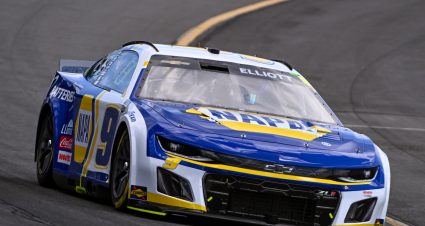 LONG POND, PENNSYLVANIA - JULY 22: Chase Elliott, driver of the #9 NAPA Auto Parts Chevrolet, during practice for the NASCAR Cup Series HighPoint.com 400 at Pocono Raceway on July 22, 2023 in Long Pond, Pennsylvania. (Photo by Logan Riely/Getty Images) | Getty Images