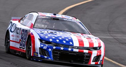 LONG POND, PENNSYLVANIA - JULY 22: Daniel Suarez, driver of the #99 Jockey Chevrolet, drives during practice for the NASCAR Cup Series HighPoint.com 400 at Pocono Raceway on July 22, 2023 in Long Pond, Pennsylvania. (Photo by Logan Riely/Getty Images) | Getty Images