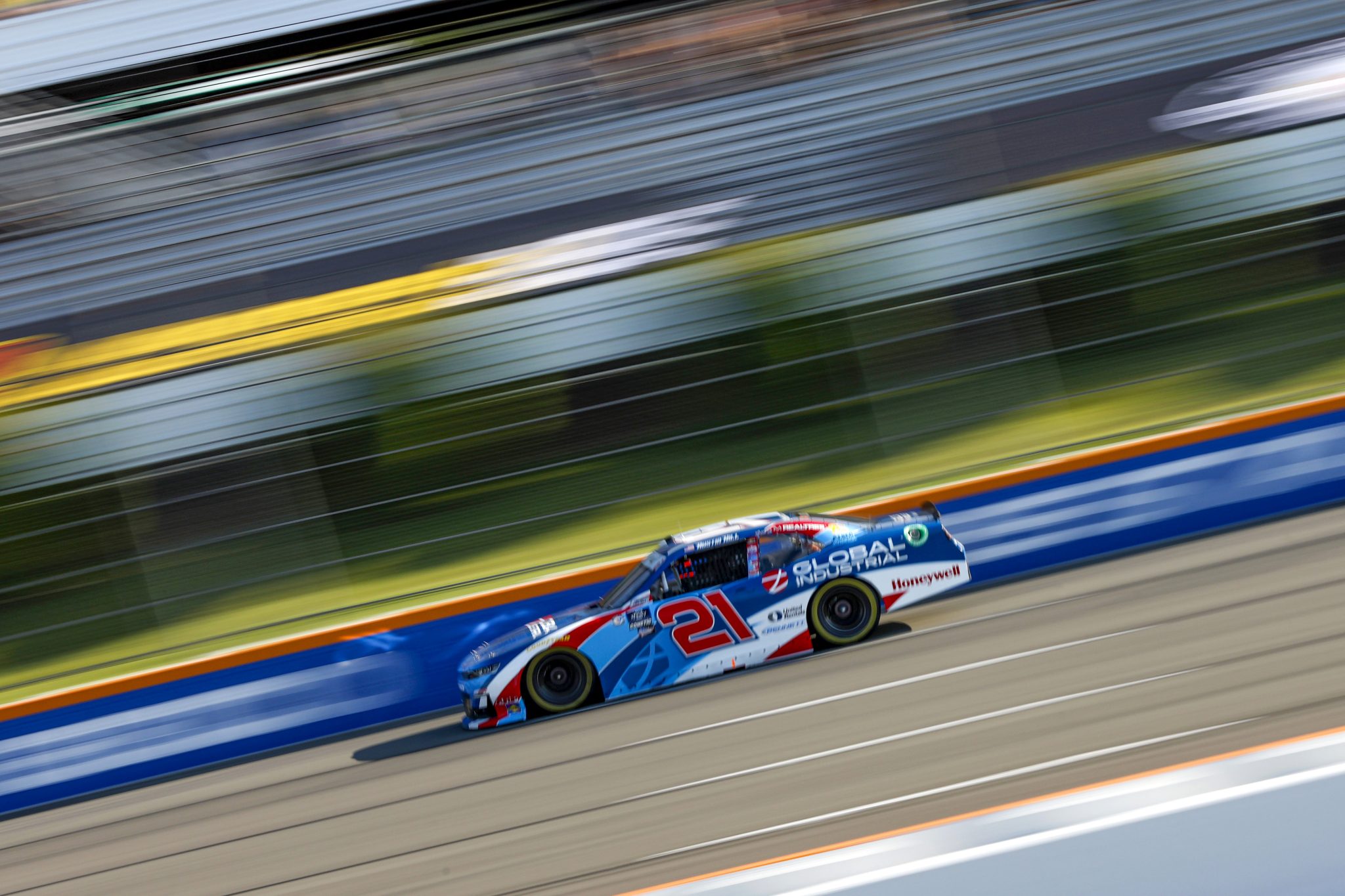 LONG POND, PENNSYLVANIA - JULY 22: Austin Hill, driver of the #21 Global Industrial Chevrolet, drives during the NASCAR Xfinity Series Pocono 225 at Pocono Raceway on July 22, 2023 in Long Pond, Pennsylvania. (Photo by Sean Gardner/Getty Images) | Getty Images