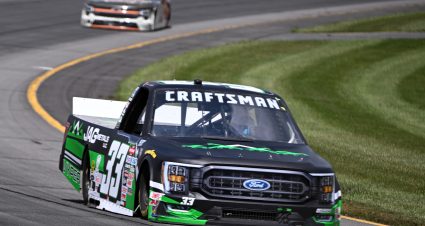 LONG POND, PENNSYLVANIA - JULY 22: Josh Reaume, driver of the #33 JAG Metals LLC Ford, drives during the NASCAR Craftsman Truck Series CRC Brakleen 150 at Pocono Raceway on July 22, 2023 in Long Pond, Pennsylvania. (Photo by Logan Riely/Getty Images) | Getty Images