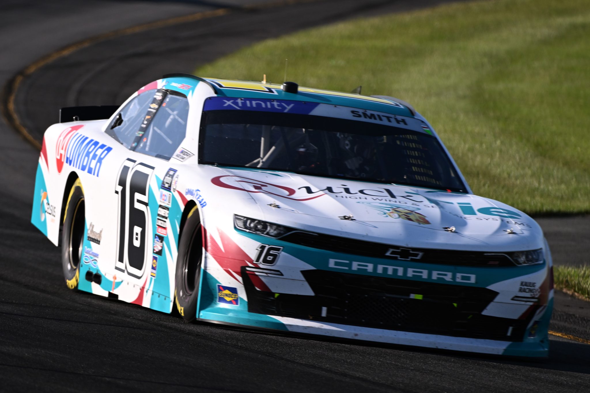 LONG POND, PENNSYLVANIA - JULY 22: Chandler Smith, driver of the #16 Quick Tie Products Inc. Chevrolet, drives during the NASCAR Xfinity Series Pocono 225 at Pocono Raceway on July 22, 2023 in Long Pond, Pennsylvania. (Photo by Logan Riely/Getty Images) | Getty Images