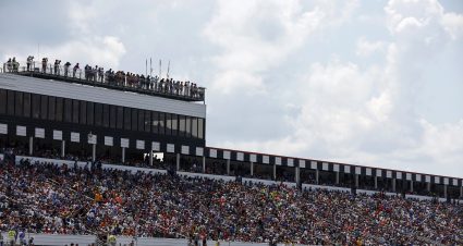 LONG POND, PENNSYLVANIA - JULY 23: A general view of the grandstands and NASCAR team spotters during the NASCAR Cup Series HighPoint.com 400 at Pocono Raceway on July 23, 2023 in Long Pond, Pennsylvania. (Photo by Sean Gardner/Getty Images) | Getty Images