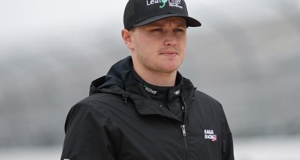 DOVER, DELAWARE - APRIL 29: Justin Haley, driver of the #31 LeafFilter Gutter Protection Chevrolet, walks the grid during practice for the NASCAR Cup Series Würth 400 at Dover International Speedway on April 29, 2023 in Dover, Delaware. (Photo by James Gilbert/Getty Images) | Getty Images