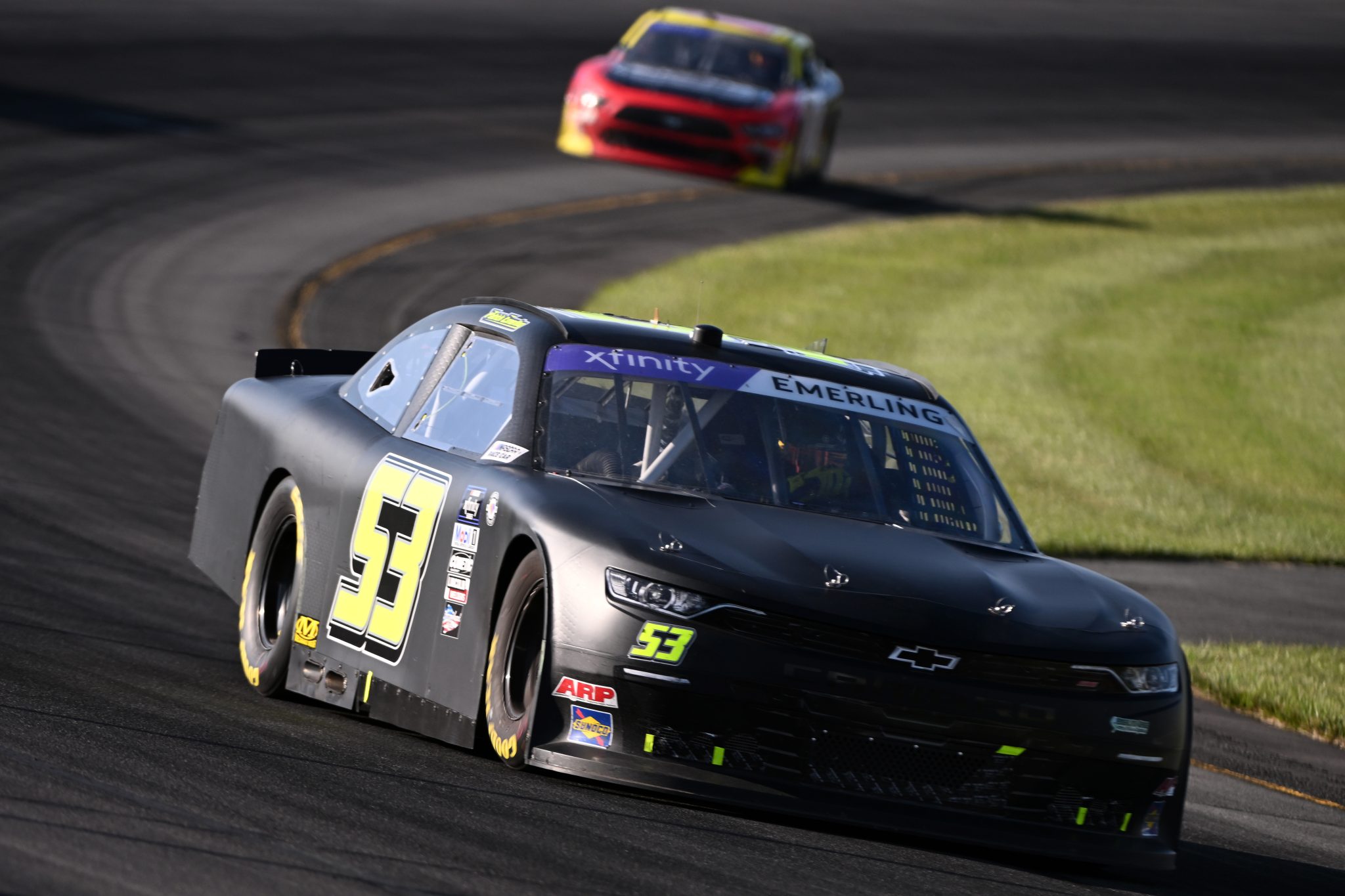 LONG POND, PENNSYLVANIA - JULY 22: Patrick Emerling, driver of the #53 Chevrolet, drives during the NASCAR Xfinity Series Pocono 225 at Pocono Raceway on July 22, 2023 in Long Pond, Pennsylvania. (Photo by Logan Riely/Getty Images) | Getty Images