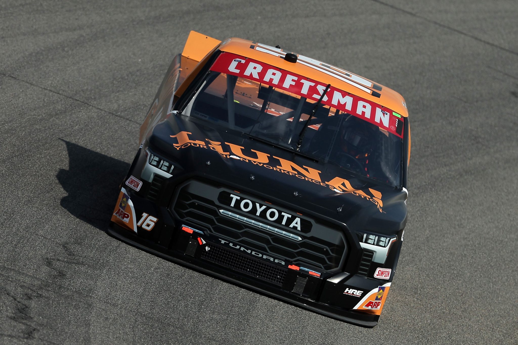RICHMOND, VIRGINIA - JULY 28: Tyler Ankrum, driver of the #16 LiUNA! Toyota, drives during practice for the NASCAR Craftsman Truck Series Worldwide Express 250 at Richmond Raceway on July 28, 2023 in Richmond, Virginia. (Photo by Jonathan Bachman/Getty Images) | Getty Images