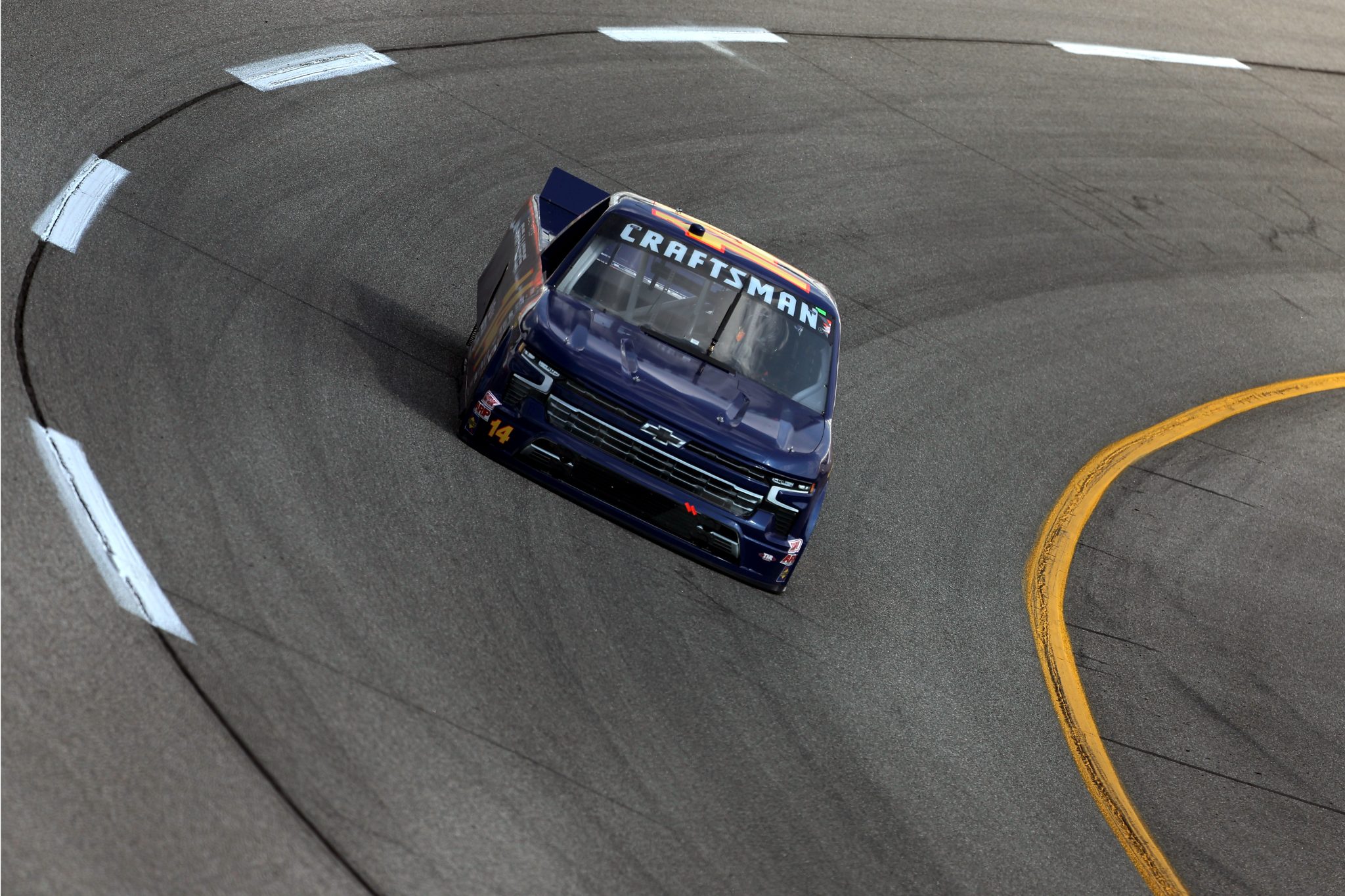 RICHMOND, VIRGINIA - JULY 28: Trey Hutchens, driver of the #14 Quality Roof Seamers Chevrolet, drives during practice for the NASCAR Craftsman Truck Series Worldwide Express 250 at Richmond Raceway on July 28, 2023 in Richmond, Virginia. (Photo by Jonathan Bachman/Getty Images) | Getty Images
