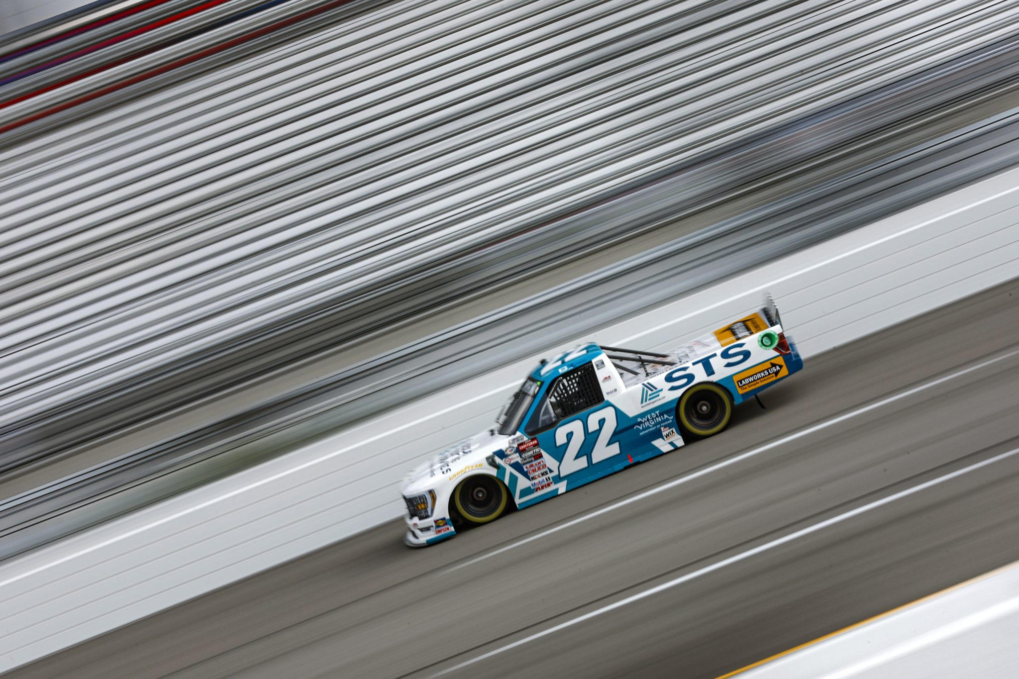 RICHMOND, VIRGINIA - JULY 28: Christian Rose, driver of the #22 Secure Testing Services Ford, drives during practice for the NASCAR Craftsman Truck Series Worldwide Express 250 at Richmond Raceway on July 28, 2023 in Richmond, Virginia. (Photo by Sean Gardner/Getty Images) | Getty Images