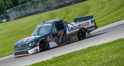 LEXINGTON, OHIO - JULY 07: Marco Andretti, driver of the #7 Group1001 Chevrolet, drives during practice for the NASCAR Craftsman Truck Series O'Reilly Auto Parts 150 at Mid-Ohio Sports Car Course on July 07, 2023 in Lexington, Ohio. (Photo by Meg Oliphant/Getty Images) | Getty Images