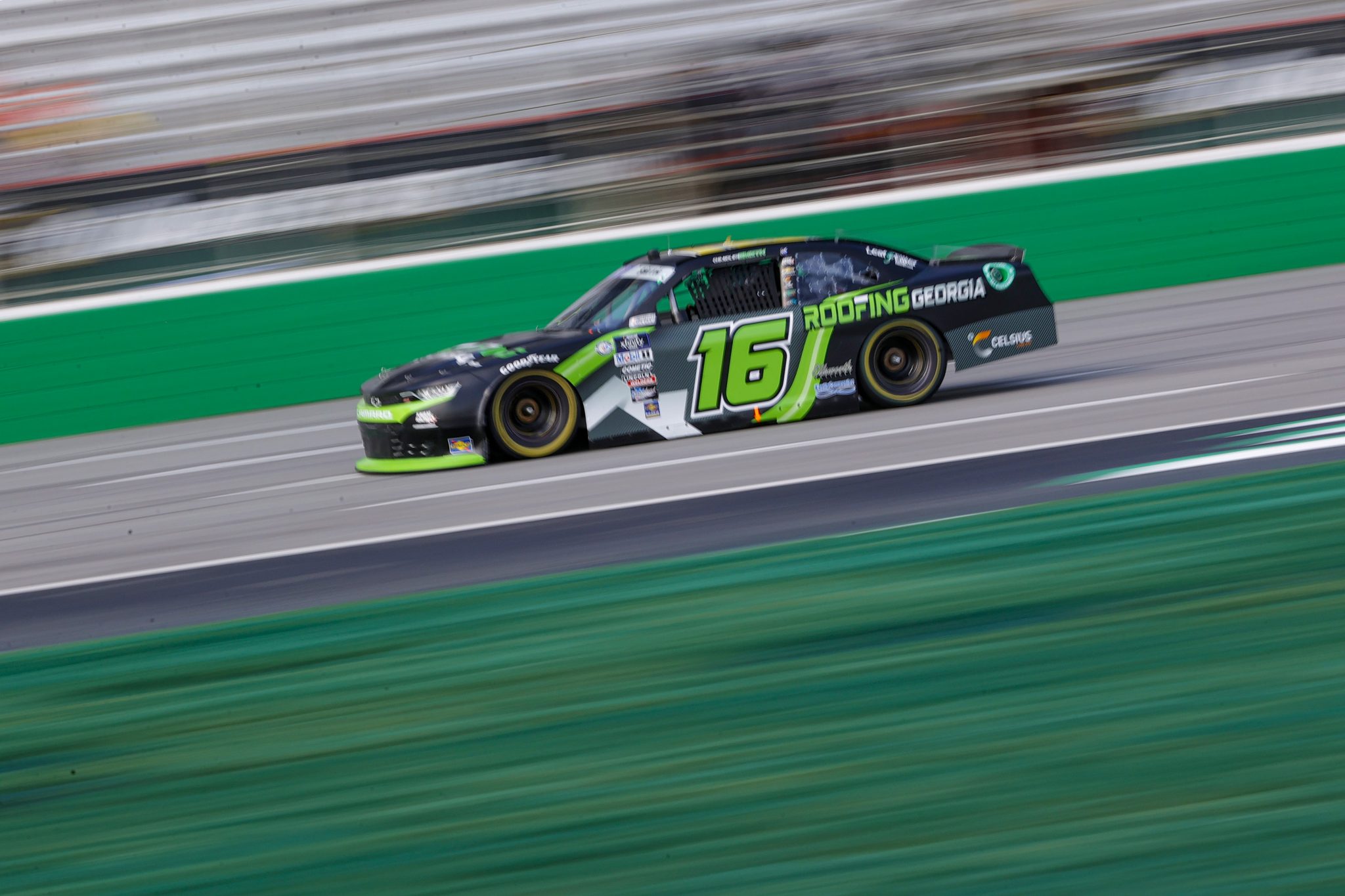 HAMPTON, GEORGIA - JULY 08: Chandler Smith, driver of the #16 Roofing Georgia Chevrolet, drives during qualifying for the NASCAR Xfinity Series Alsco Uniforms 250 at Atlanta Motor Speedway on July 08, 2023 in Hampton, Georgia. (Photo by Alex Slitz/Getty Images) | Getty Images