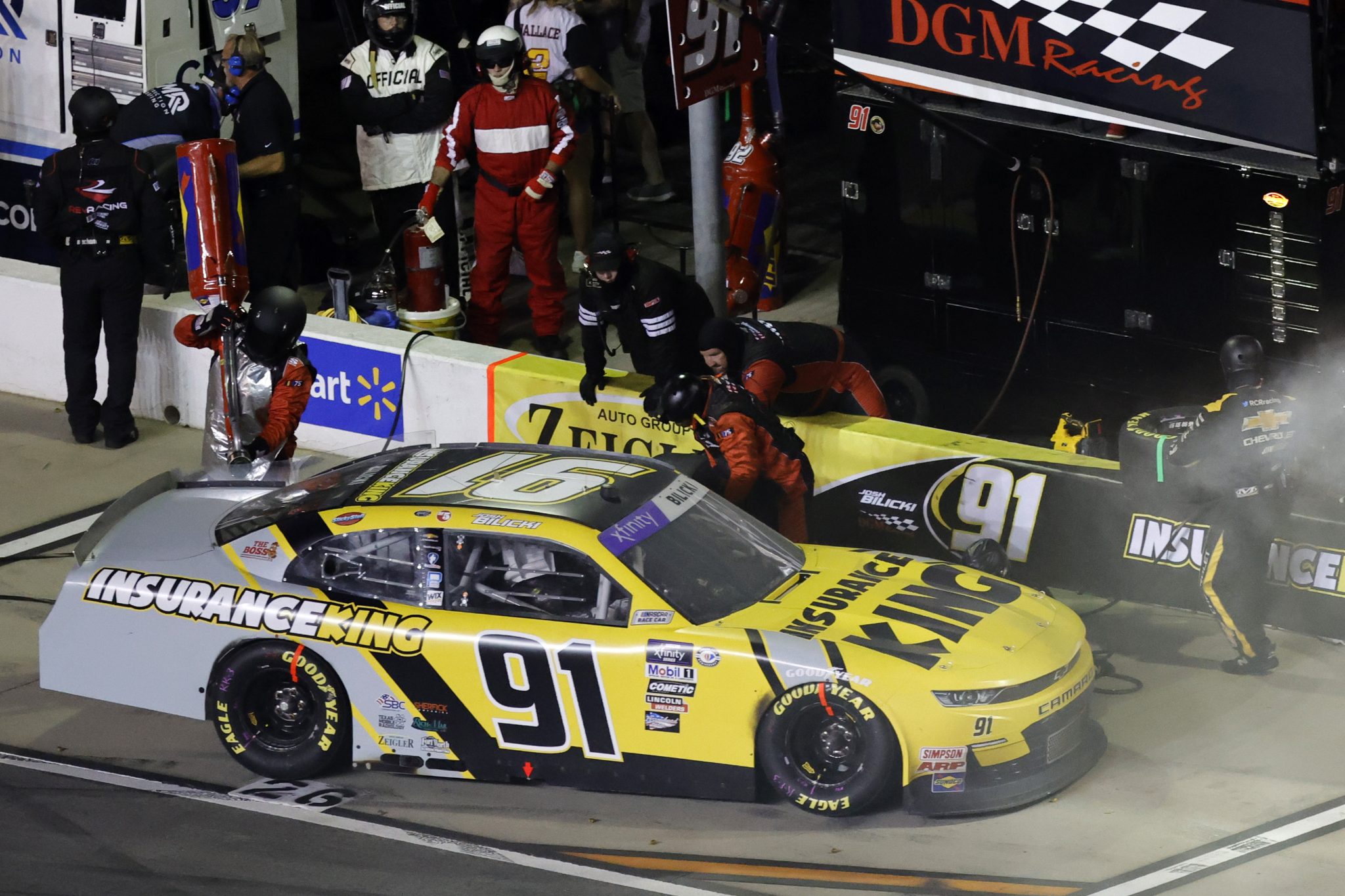 HAMPTON, GEORGIA - JULY 08: Josh Bilicki, driver of the #91 Insurance King Chevrolet, pits during the NASCAR Xfinity Series Alsco Uniforms 250 at Atlanta Motor Speedway on July 08, 2023 in Hampton, Georgia. (Photo by Alex Slitz/Getty Images) | Getty Images