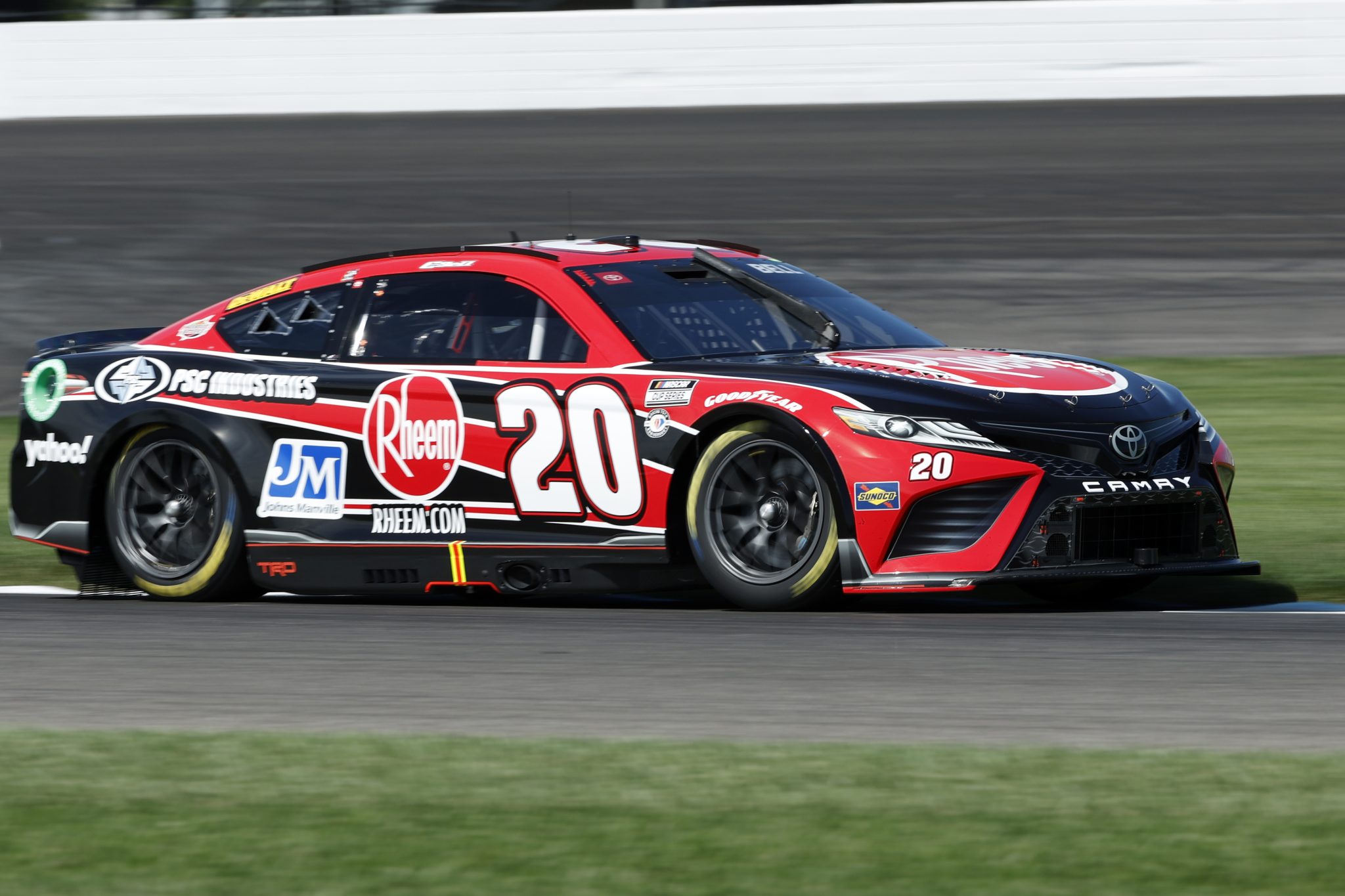 INDIANAPOLIS, INDIANA - AUGUST 12: Christopher Bell, driver of the #20 Rheem/PSC Industries-Johns Manville Toyota, drives during practice for the NASCAR Cup Series Verizon 200 at the Brickyard at Indianapolis Motor Speedway on August 12, 2023 in Indianapolis, Indiana. (Photo by Justin Casterline/Getty Images) | Getty Images