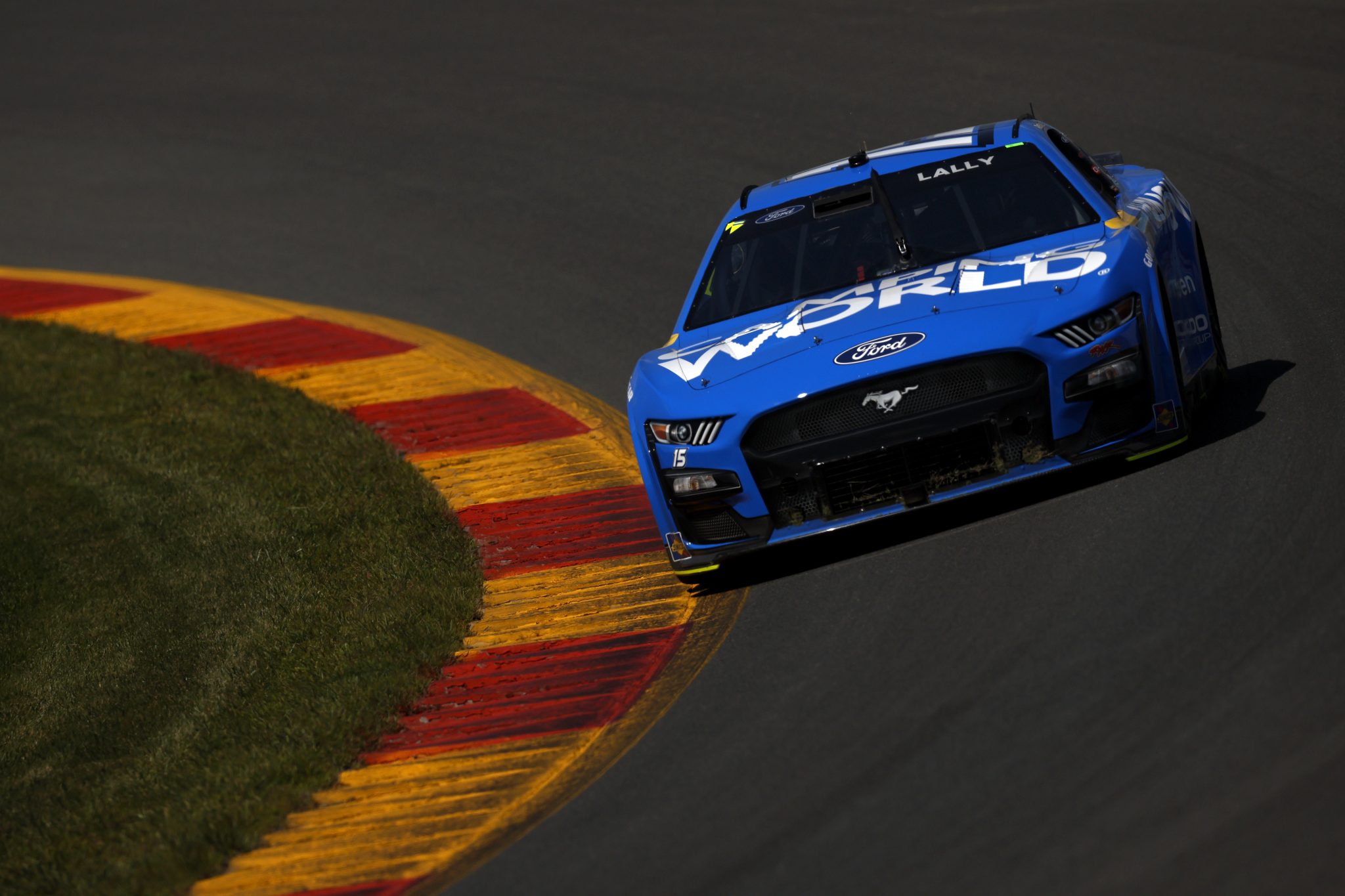 WATKINS GLEN, NEW YORK - AUGUST 19: Andy Lally, driver of the #15 Camping World Ford, drives during practice for the NASCAR Cup Series Go Bowling at The Glen at Watkins Glen International on August 19, 2023 in Watkins Glen, New York. (Photo by Sean Gardner/Getty Images) | Getty Images
