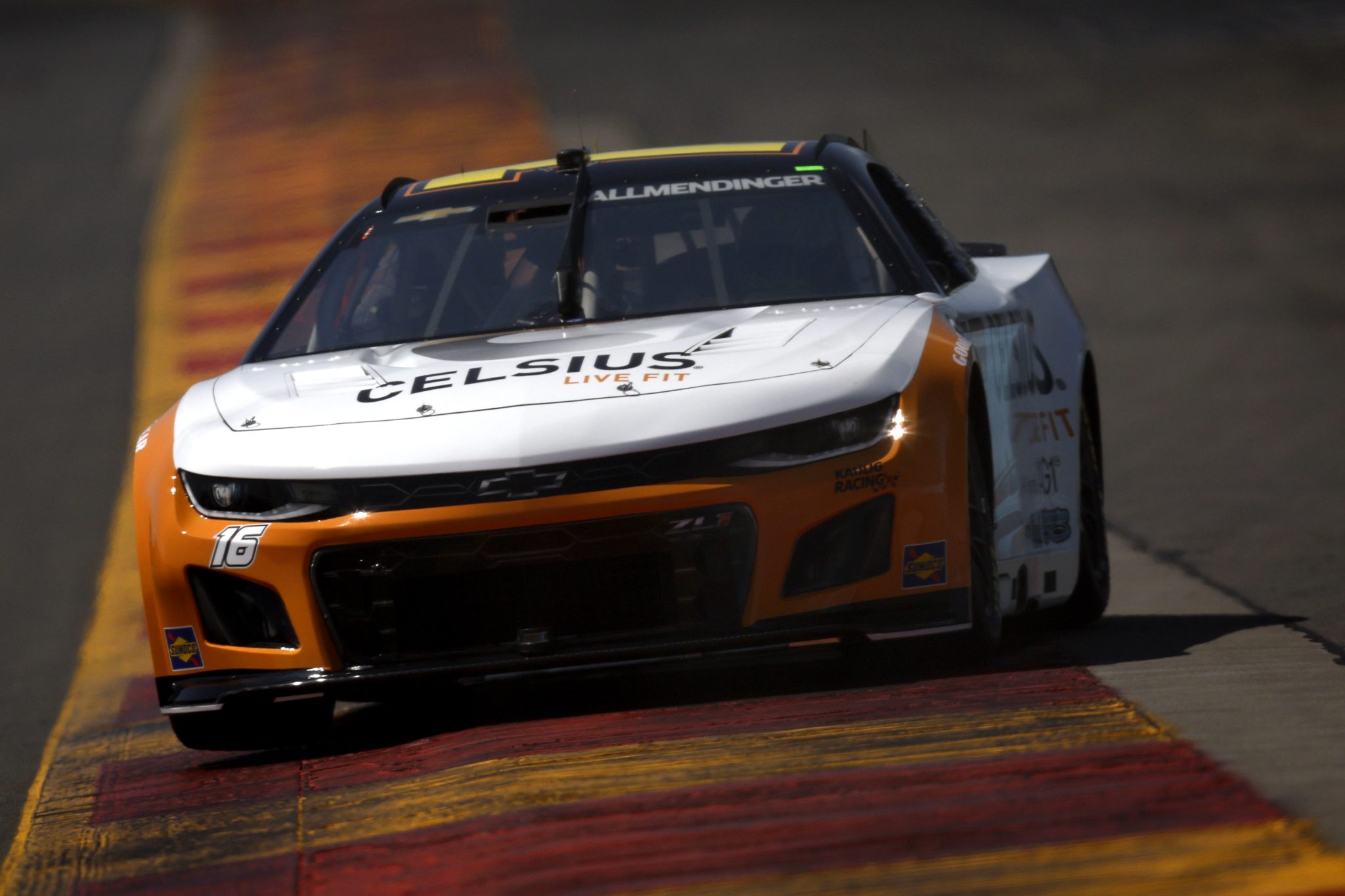 WATKINS GLEN, NEW YORK - AUGUST 19: AJ Allmendinger, driver of the #16 Celsius Chevrolet, drives during qualifying for the NASCAR Cup Series Go Bowling at The Glen at Watkins Glen International on August 19, 2023 in Watkins Glen, New York. (Photo by Sean Gardner/Getty Images) | Getty Images