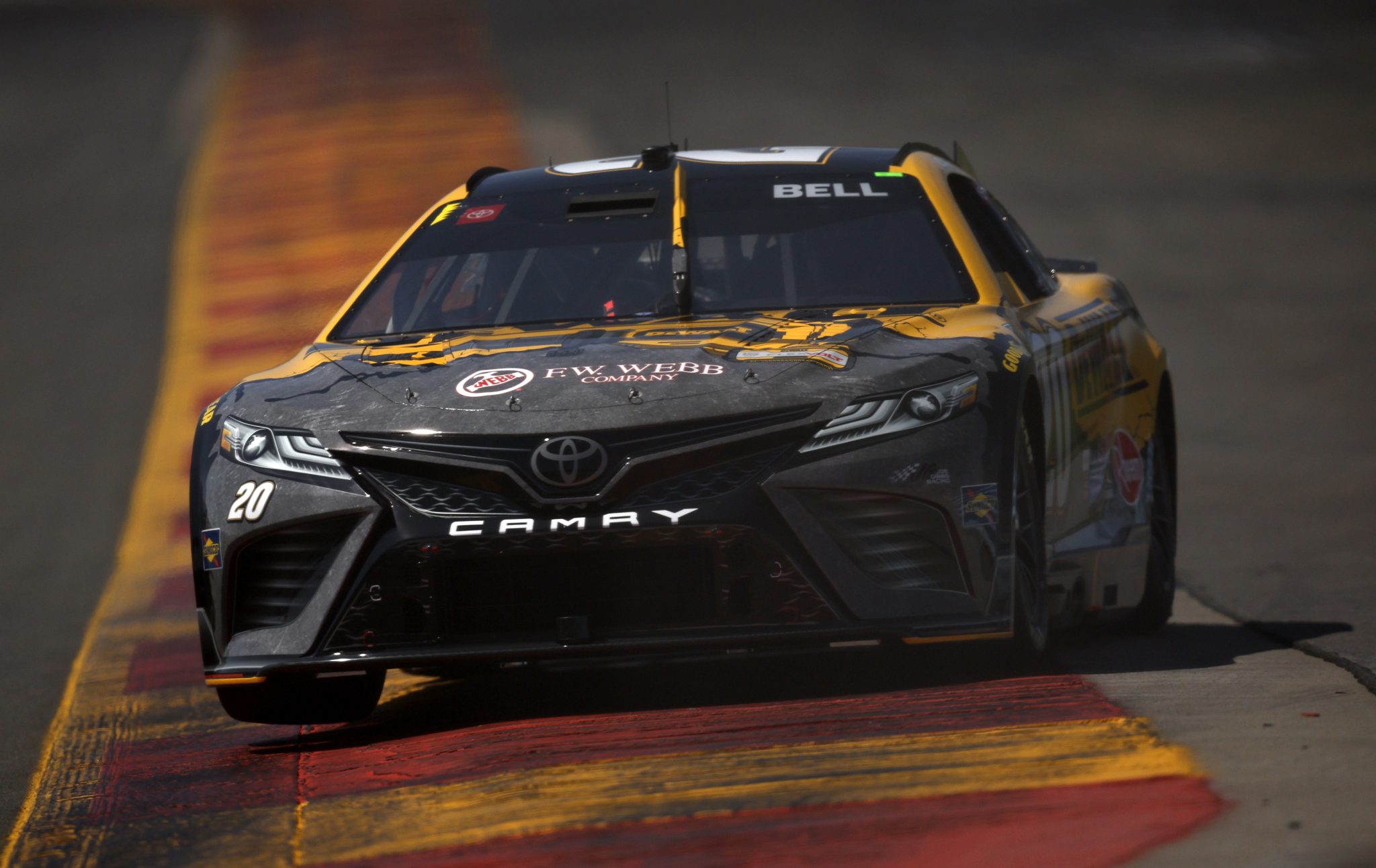 WATKINS GLEN, NEW YORK - AUGUST 19: Christopher Bell, driver of the #20 DEWALT Concrete Total Solutions Toyota, drives during qualifying for the NASCAR Cup Series Go Bowling at The Glen at Watkins Glen International on August 19, 2023 in Watkins Glen, New York. (Photo by Sean Gardner/Getty Images) | Getty Images