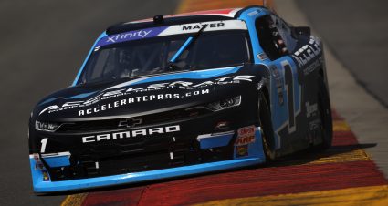 WATKINS GLEN, NEW YORK - AUGUST 19: Sam Mayer, driver of the #1 Accelerate Pros Talent Chevrolet, drives during qualifying for the NASCAR Xfinity Series Shriners Children's 200 at The Glen at Watkins Glen International on August 19, 2023 in Watkins Glen, New York. (Photo by Sean Gardner/Getty Images) | Getty Images