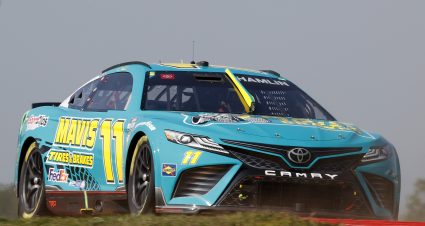 WATKINS GLEN, NEW YORK - AUGUST 20: Denny Hamlin, driver of the #11 Mavis Tires & Brakes Toyota, drives during the NASCAR Cup Series Go Bowling at The Glen at Watkins Glen International on August 20, 2023 in Watkins Glen, New York. (Photo by Chris Graythen/Getty Images) | Getty Images