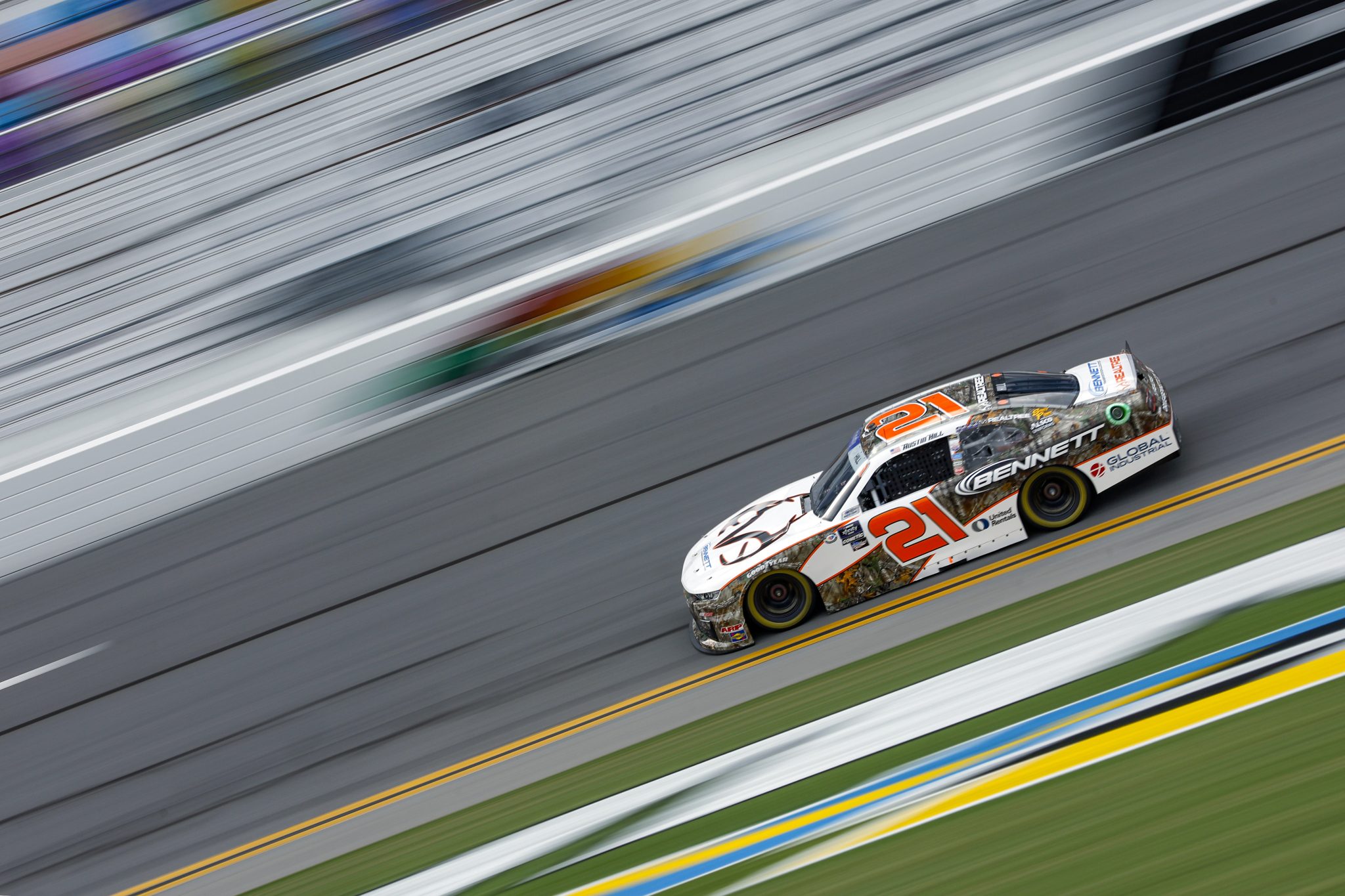DAYTONA BEACH, FLORIDA - AUGUST 25: Austin Hill, driver of the #21 Bennett/Realtree Chevrolet, drives during qualifying for the NASCAR Cup Series Coke Zero Sugar 400 at Daytona International Speedway on August 25, 2023 in Daytona Beach, Florida. (Photo by Sean Gardner/Getty Images) | Getty Images