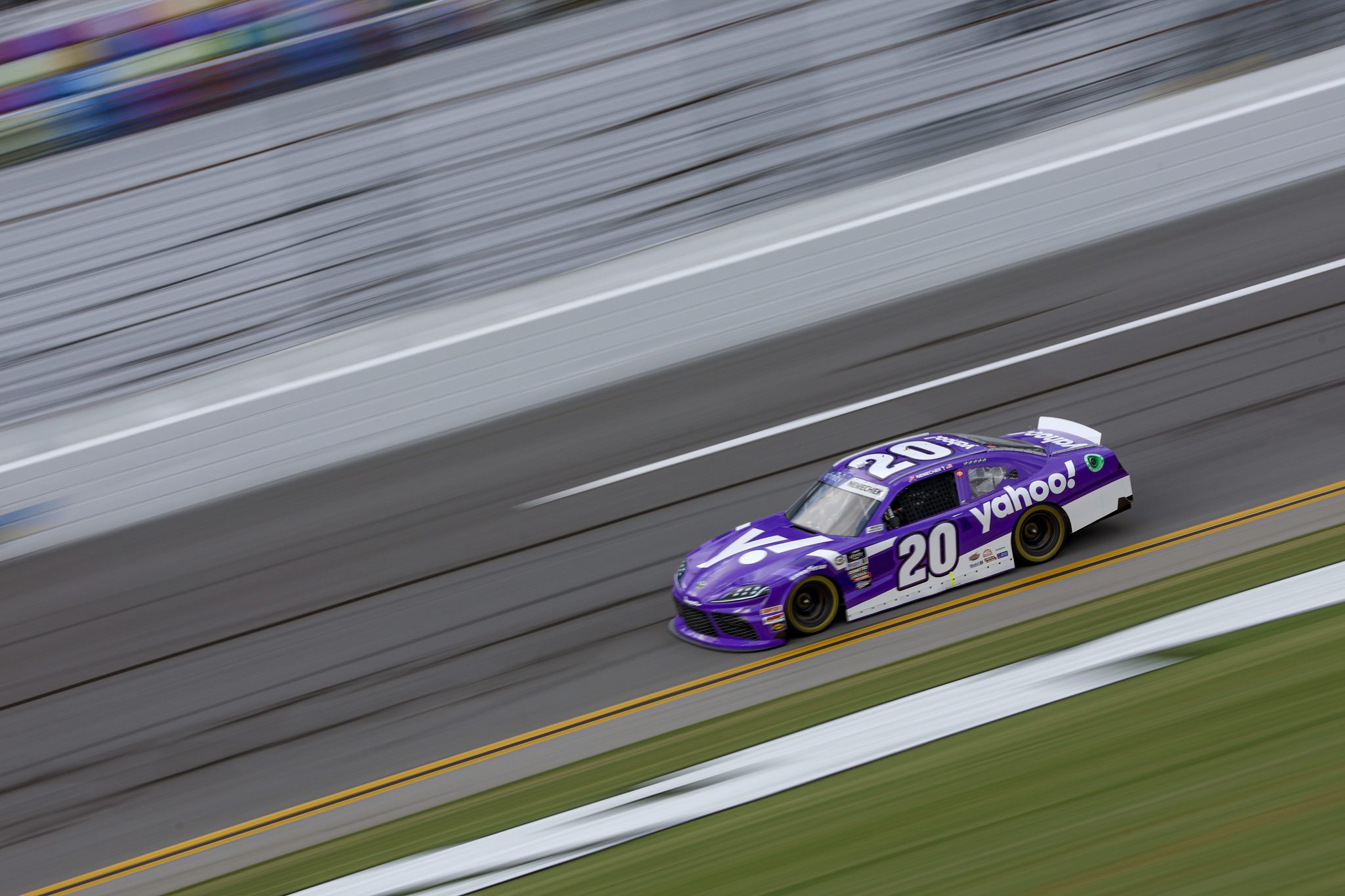 DAYTONA BEACH, FLORIDA - AUGUST 25: John Hunter Nemechek, driver of the #20 Yahoo Toyota, drives during qualifying for the NASCAR Xfinity Series Wawa 250 powered by Coca-Cola at Daytona International Speedway on August 25, 2023 in Daytona Beach, Florida. (Photo by Sean Gardner/Getty Images) | Getty Images
