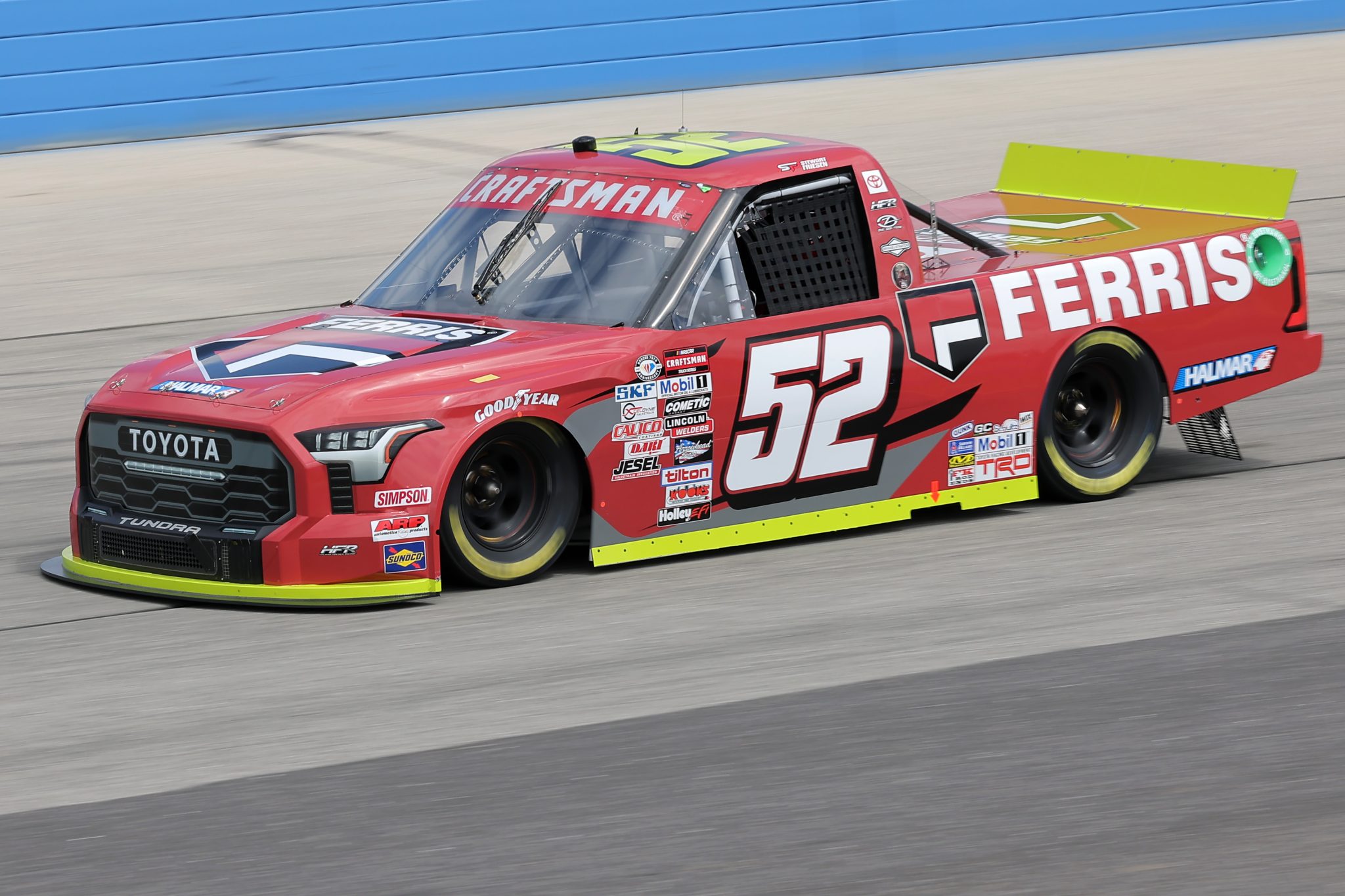 WEST ALLIS, WISCONSIN - AUGUST 26: Stewart Friesen, driver of the #52 Ferris Commercial Mowers Toyota, drives during practice for the NASCAR Craftsman Truck Series Clean Harbors 175 at The Milwaukee Mile on August 26, 2023 in West Allis, Wisconsin. (Photo by Jonathan Bachman/Getty Images) | Getty Images