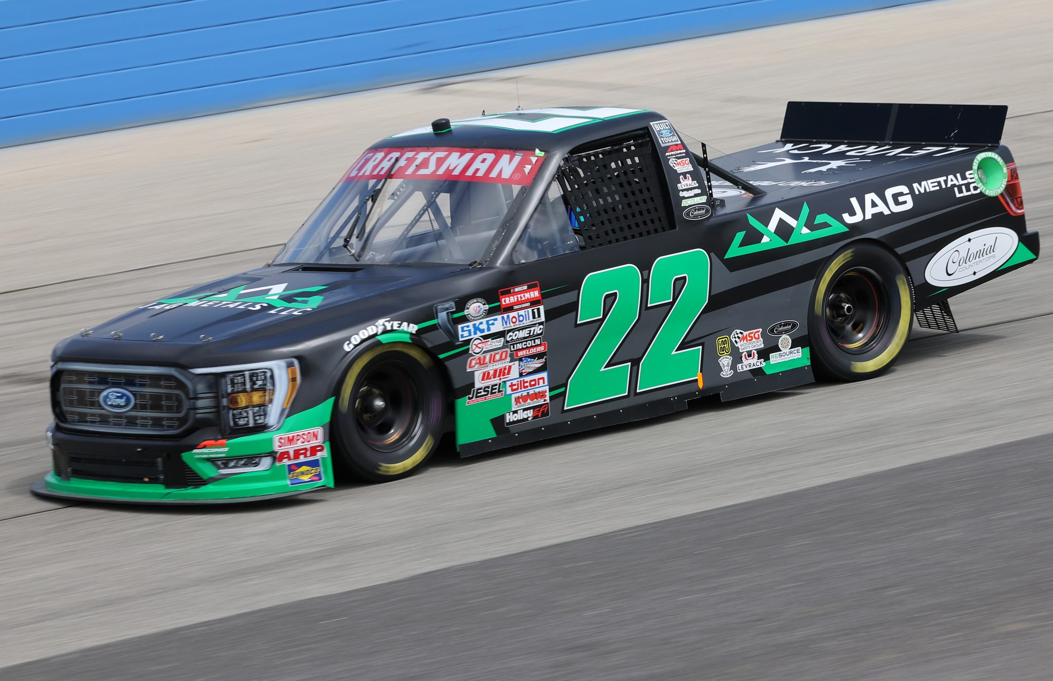 WEST ALLIS, WISCONSIN - AUGUST 26: Josh Reaume, driver of the #22 JAG Metals LLC Ford, drives during practice for the NASCAR Craftsman Truck Series Clean Harbors 175 at The Milwaukee Mile on August 26, 2023 in West Allis, Wisconsin. (Photo by Jonathan Bachman/Getty Images) | Getty Images
