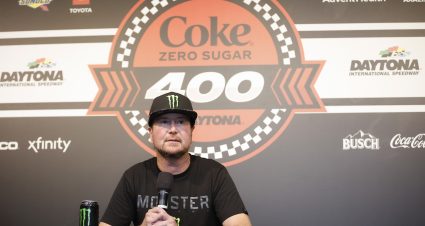 DAYTONA BEACH, FLORIDA - AUGUST 26: NASCAR Cup Series driver, Kurt Busch announces his retirement from racing prior to the NASCAR Cup Series Coke Zero Sugar 400 at Daytona International Speedway on August 26, 2023 in Daytona Beach, Florida. (Photo by James Gilbert/Getty Images) | Getty Images