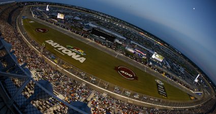 DAYTONA BEACH, FLORIDA - AUGUST 26: A general view of racing during the NASCAR Cup Series Coke Zero Sugar 400 at Daytona International Speedway on August 26, 2023 in Daytona Beach, Florida. (Photo by Sean Gardner/Getty Images) | Getty Images