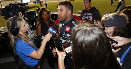 DAYTONA BEACH, FLORIDA - AUGUST 26: Bubba Wallace, driver of the #23 Columbia Sportswear Company Toyota, speaks to the media after the NASCAR Cup Series Coke Zero Sugar 400 at Daytona International Speedway on August 26, 2023 in Daytona Beach, Florida. (Photo by Chris Graythen/Getty Images) | Getty Images