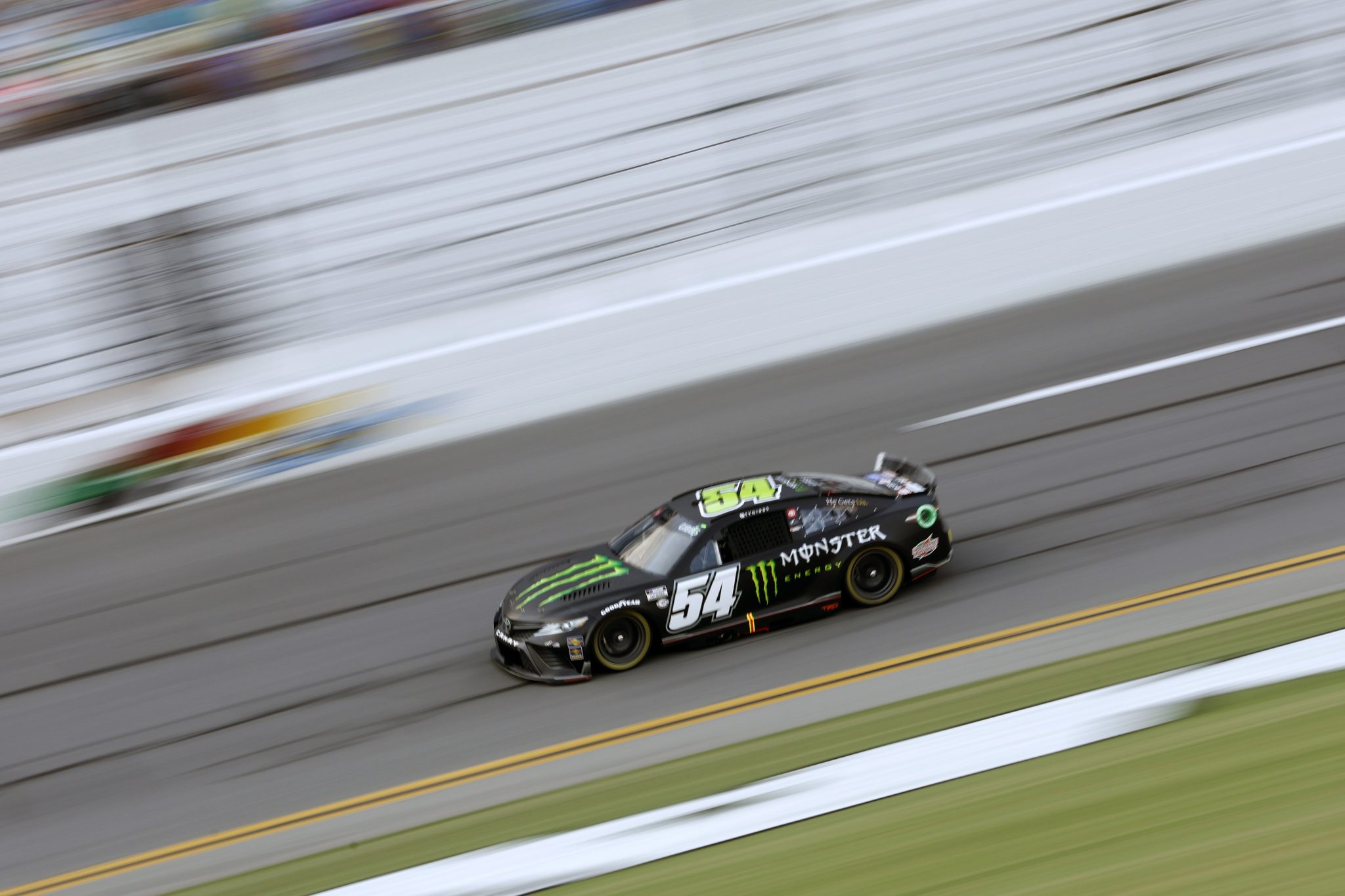 DAYTONA BEACH, FLORIDA - AUGUST 25: Ty Gibbs, driver of the #54 Monster Energy Toyota, drives during qualifying for the NASCAR Cup Series Coke Zero Sugar 400 at Daytona International Speedway on August 25, 2023 in Daytona Beach, Florida. (Photo by Sean Gardner/Getty Images) | Getty Images