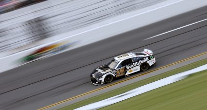 DAYTONA BEACH, FLORIDA - AUGUST 25: Aric Almirola, driver of the #10 Smithfield Ford, drives during qualifying for the NASCAR Cup Series Coke Zero Sugar 400 at Daytona International Speedway on August 25, 2023 in Daytona Beach, Florida. (Photo by Sean Gardner/Getty Images) | Getty Images
