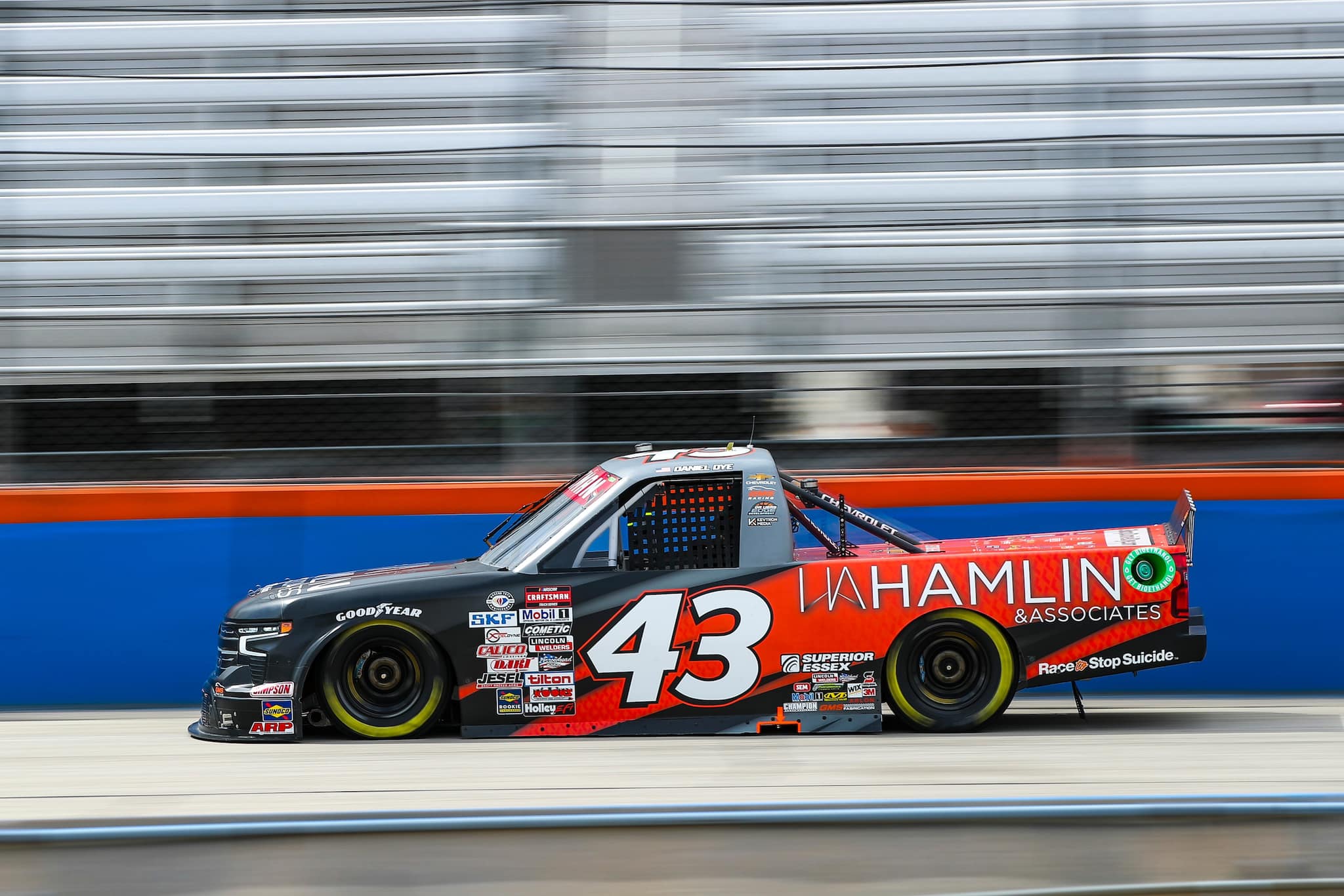 #43: Daniel Dye, GMS Racing, Hamlin & Associates Chevrolet Silverado