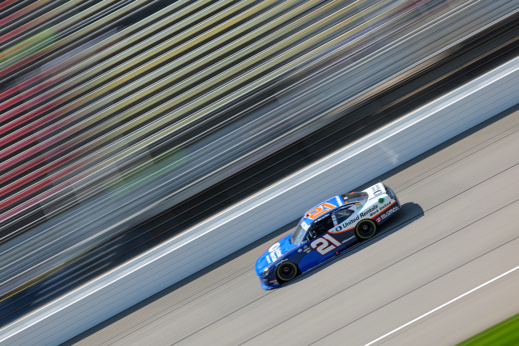 BROOKLYN, MICHIGAN - AUGUST 04: Austin Hill, driver of the #21 United Rentals Chevrolet, during practice for the NASCAR Xfinity Series Cabo Wabo 250 at Michigan International Speedway on August 04, 2023 in Brooklyn, Michigan. (Photo by Jonathan Bachman/Getty Images) | Getty Images