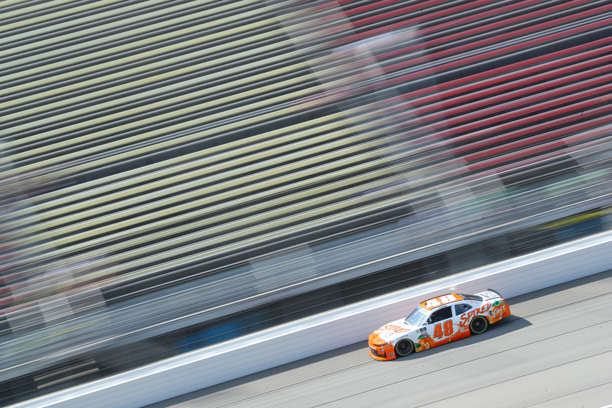 BROOKLYN, MICHIGAN - AUGUST 04: Parker Kligerman, driver of the #48 Spiked Light Coolers Chevrolet, drives during practice for the NASCAR Xfinity Series Cabo Wabo 250 at Michigan International Speedway on August 04, 2023 in Brooklyn, Michigan. (Photo by Meg Oliphant/Getty Images) | Getty Images