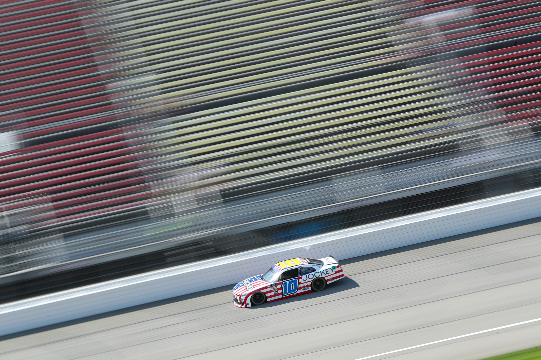 BROOKLYN, MICHIGAN - AUGUST 04: Ross Chastain, driver of the #10 Jockey Chevrolet, drives during qualifying for the NASCAR Xfinity Series Cabo Wabo 250 at Michigan International Speedway on August 04, 2023 in Brooklyn, Michigan. (Photo by Meg Oliphant/Getty Images) | Getty Images