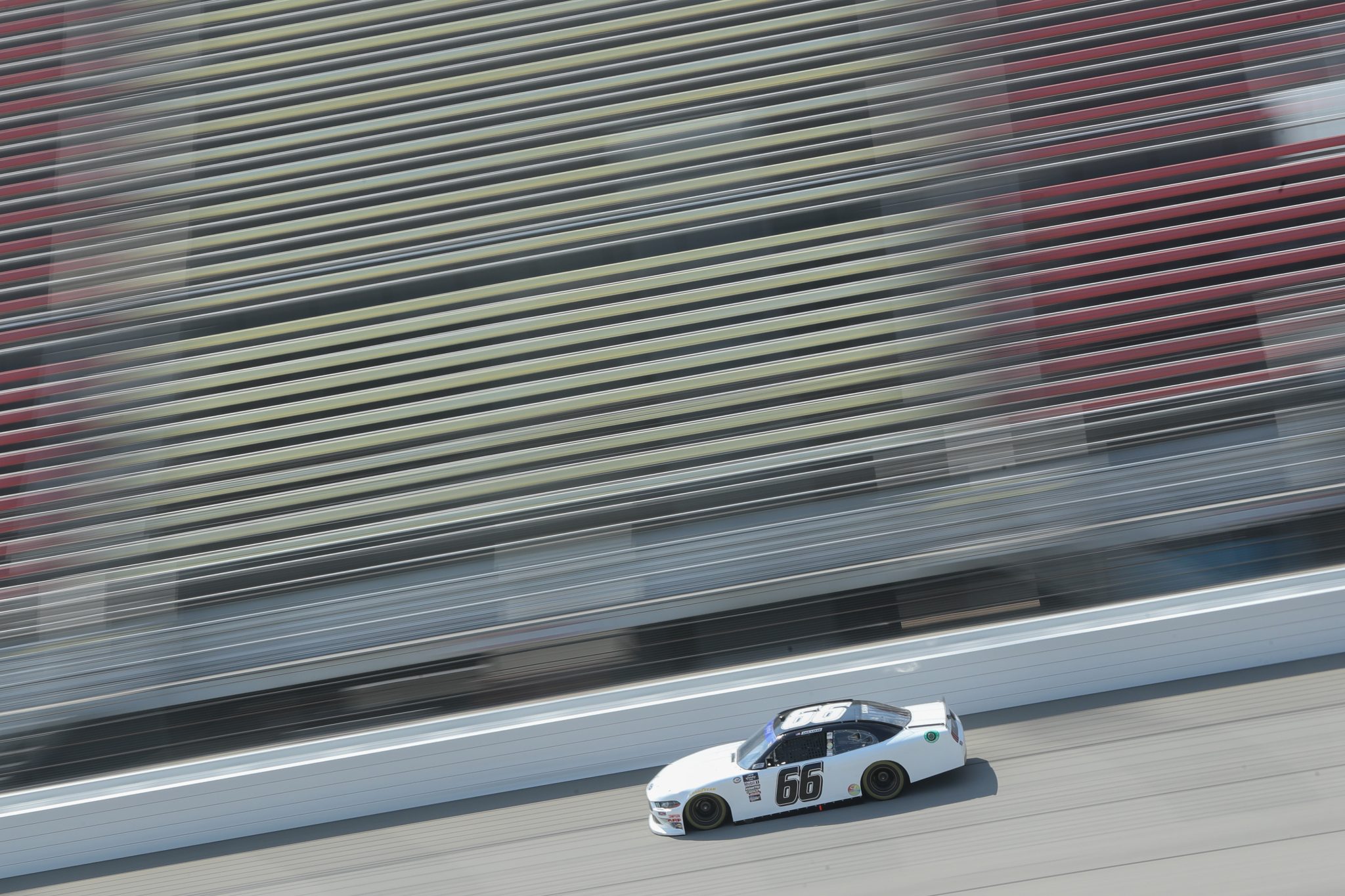 BROOKLYN, MICHIGAN - AUGUST 04: Sage Karam, driver of the #66 Ford, drives during practice for the NASCAR Xfinity Series Cabo Wabo 250 at Michigan International Speedway on August 04, 2023 in Brooklyn, Michigan. (Photo by Meg Oliphant/Getty Images) | Getty Images