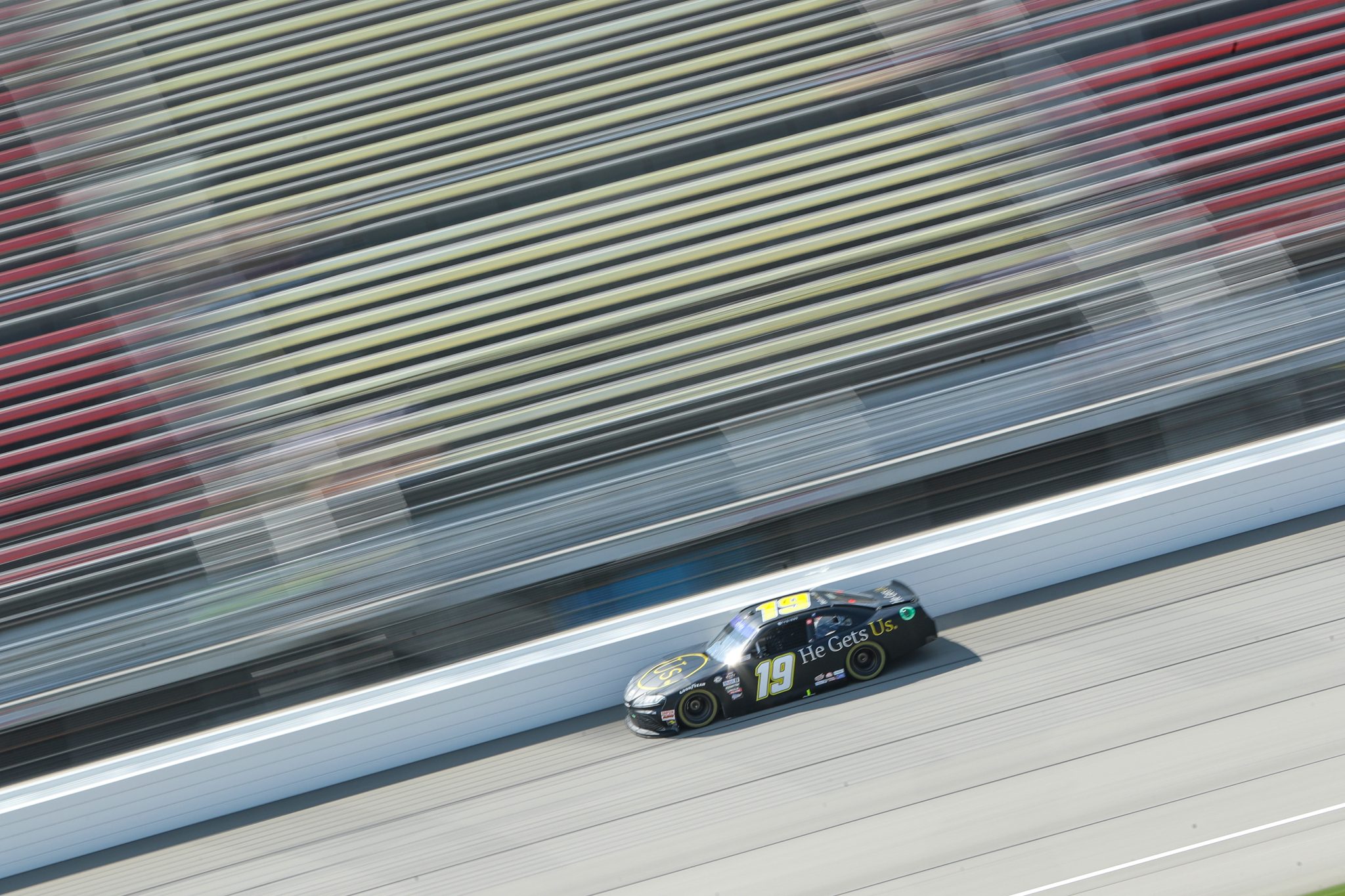 BROOKLYN, MICHIGAN - AUGUST 04: Ty Gibbs, driver of the #19 He Gets Us Toyota, drives during practice for the NASCAR Xfinity Series Cabo Wabo 250 at Michigan International Speedway on August 04, 2023 in Brooklyn, Michigan. (Photo by Meg Oliphant/Getty Images) | Getty Images