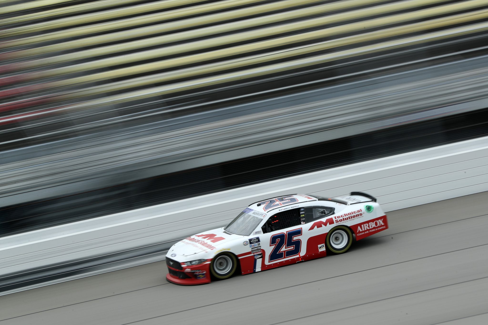 BROOKLYN, MICHIGAN - AUGUST 05: Brett Moffitt, driver of the #25 AM Technical Solutions Ford, drives during the NASCAR Xfinity Series Cabo Wabo 250 at Michigan International Speedway on August 05, 2023 in Brooklyn, Michigan. (Photo by Meg Oliphant/Getty Images) | Getty Images