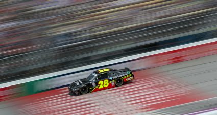 BROOKLYN, MICHIGAN - AUGUST 05: Kyle Sieg, driver of the #28 RSS Racing Ford, drives during the NASCAR Xfinity Series Cabo Wabo 250 at Michigan International Speedway on August 05, 2023 in Brooklyn, Michigan. (Photo by Meg Oliphant/Getty Images) | Getty Images