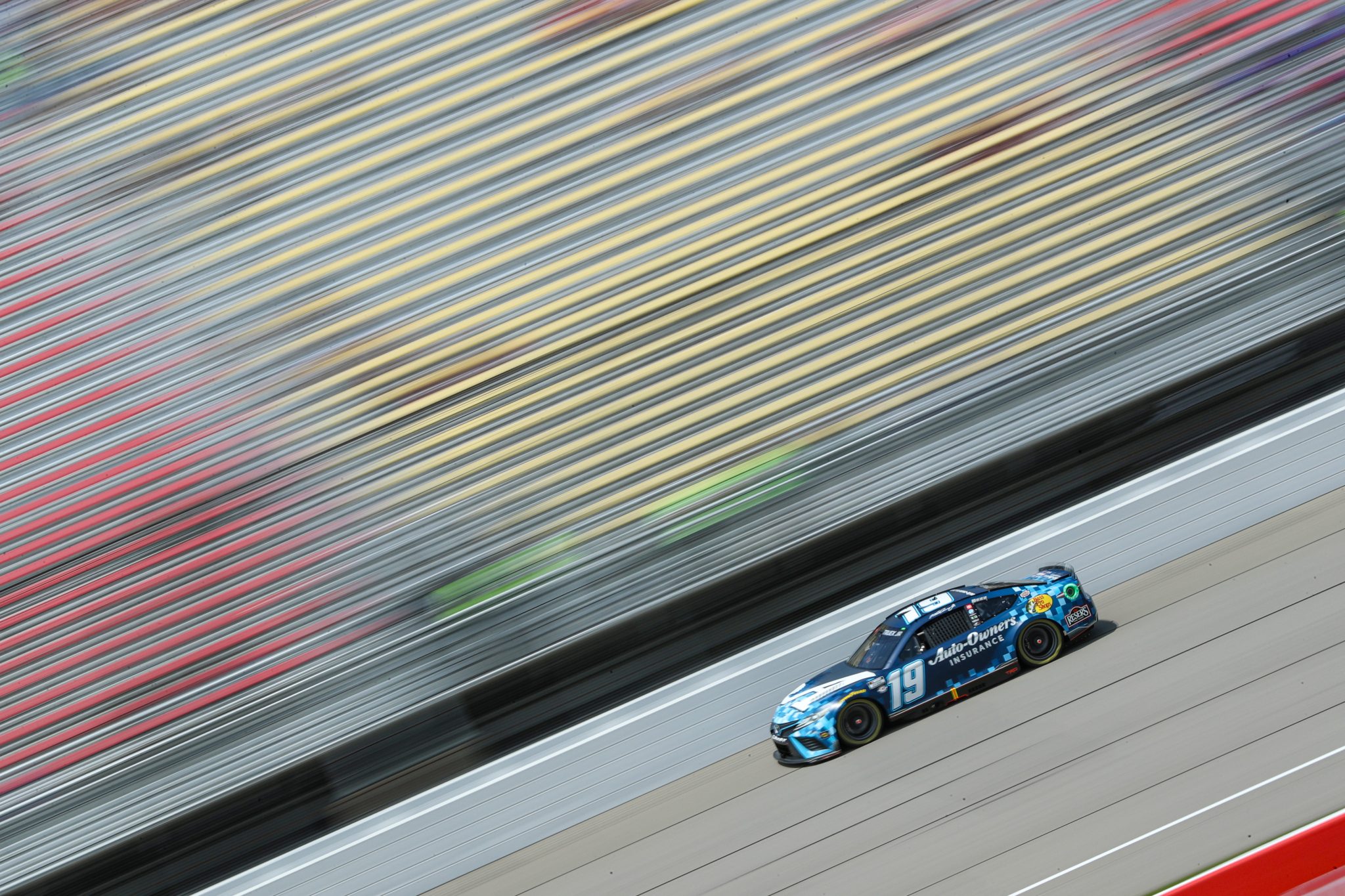 BROOKLYN, MICHIGAN - AUGUST 05: Martin Truex Jr., driver of the #19 Auto-Owners Insurance Toyota, drives during practice for the NASCAR Cup Series FireKeepers Casino 400 at Michigan International Speedway on August 05, 2023 in Brooklyn, Michigan. (Photo by Meg Oliphant/Getty Images) | Getty Images