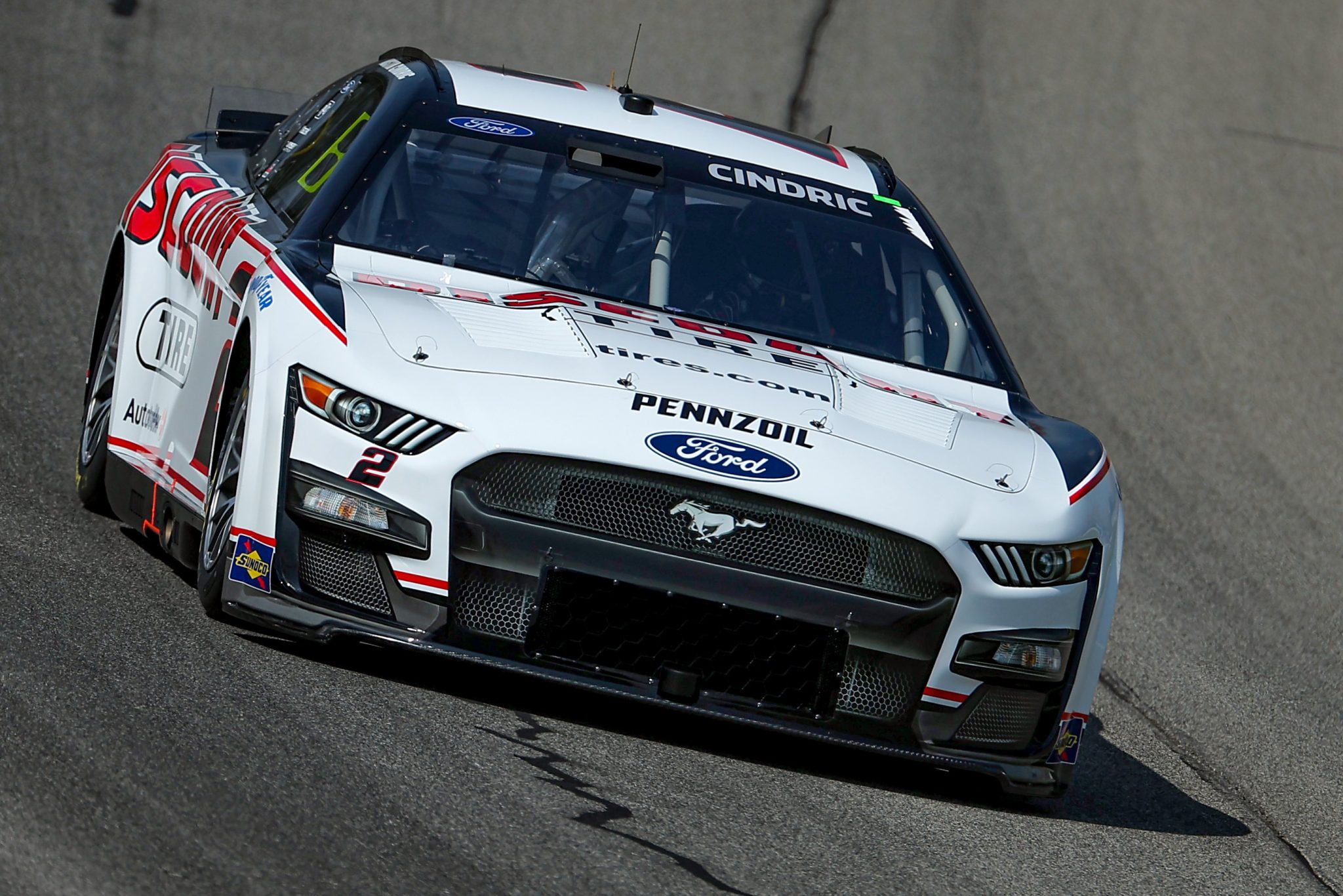 BROOKLYN, MICHIGAN - AUGUST 05: Austin Cindric, driver of the #2 Discount Tire Ford, drives during practice for the NASCAR Cup Series FireKeepers Casino 400 at Michigan International Speedway on August 05, 2023 in Brooklyn, Michigan. (Photo by Jonathan Bachman/Getty Images) | Getty Images