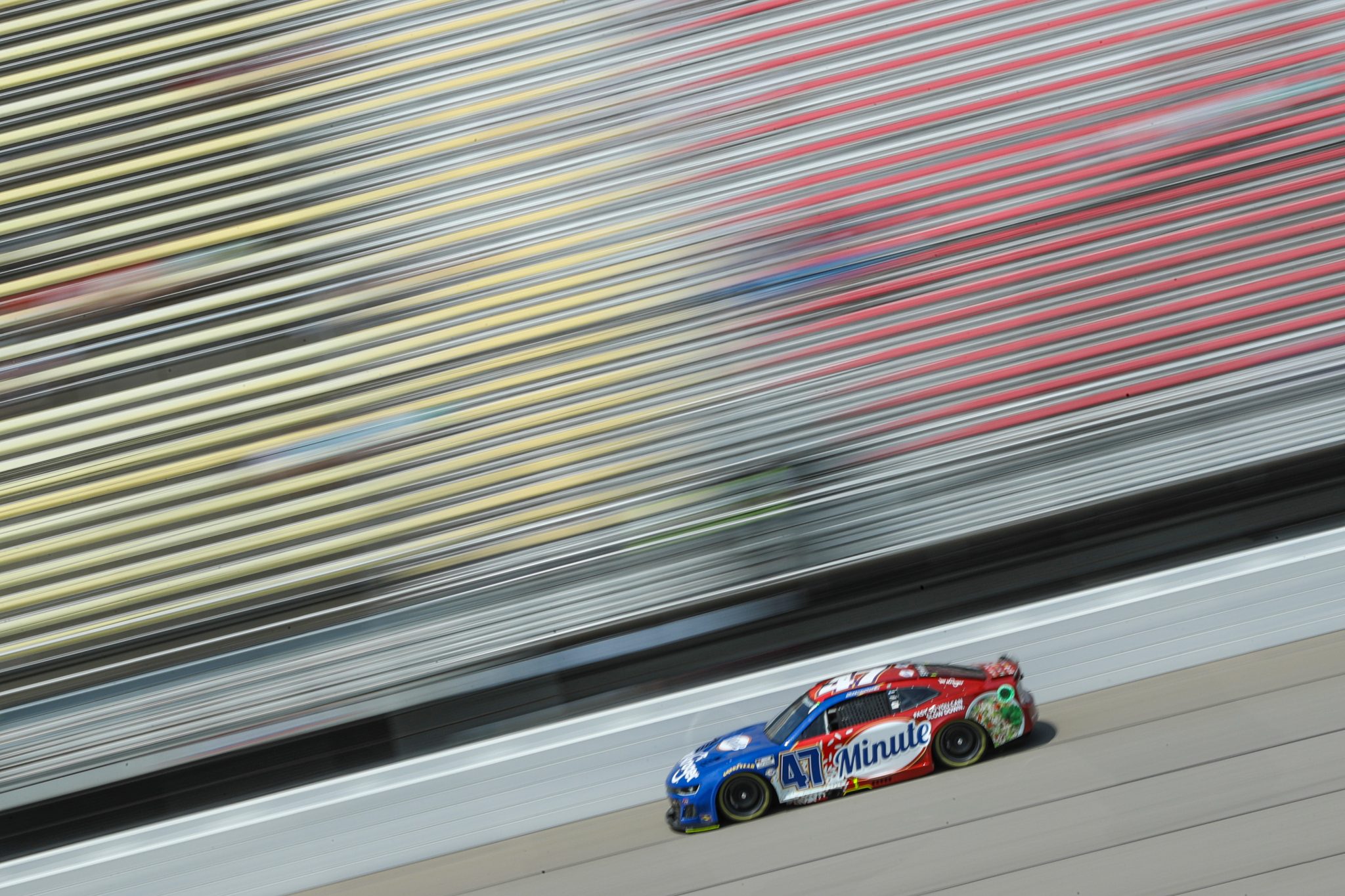 BROOKLYN, MICHIGAN - AUGUST 05: Ricky Stenhouse Jr., driver of the #47 Kroger/Minute Rice Chevrolet, drives during practice for the NASCAR Cup Series FireKeepers Casino 400 at Michigan International Speedway on August 05, 2023 in Brooklyn, Michigan. (Photo by Meg Oliphant/Getty Images) | Getty Images