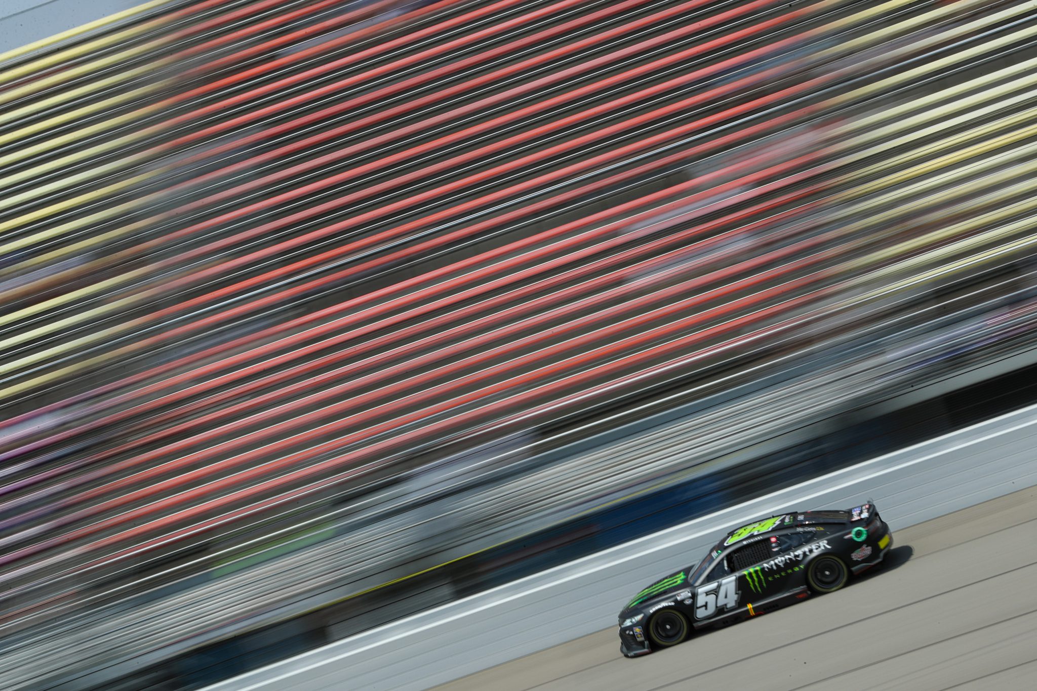 BROOKLYN, MICHIGAN - AUGUST 05: Ty Gibbs, driver of the #54 Monster Energy Toyota, drives during qualifying for the NASCAR Cup Series FireKeepers Casino 400 at Michigan International Speedway on August 05, 2023 in Brooklyn, Michigan. (Photo by Meg Oliphant/Getty Images) | Getty Images