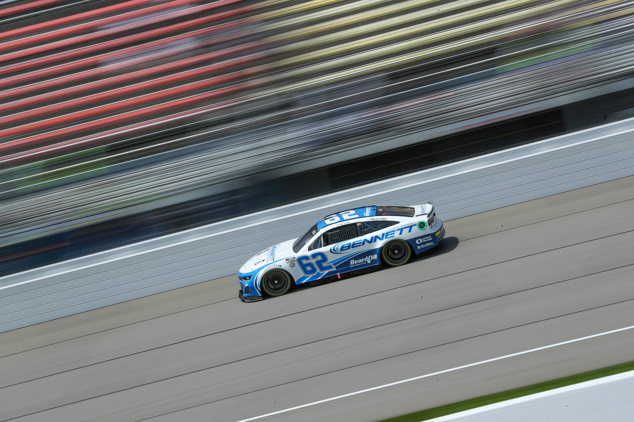 BROOKLYN, MICHIGAN - AUGUST 05: Austin Hill, driver of the #62 Bennett Transportation/Beard Chevrolet, drives during practice for the NASCAR Cup Series FireKeepers Casino 400 at Michigan International Speedway on August 05, 2023 in Brooklyn, Michigan. (Photo by Meg Oliphant/Getty Images) | Getty Images