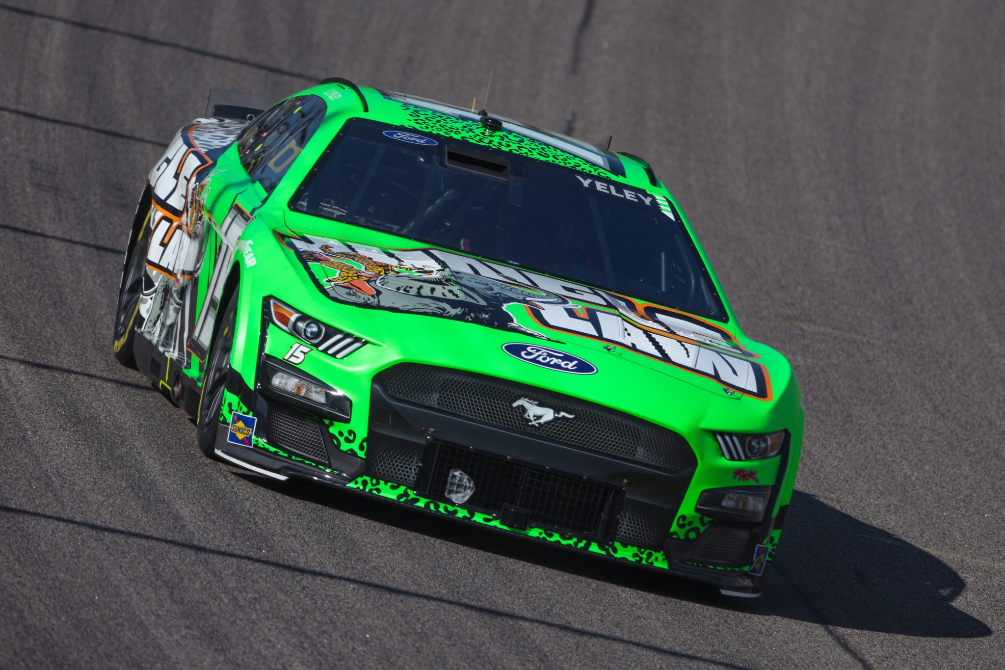 KANSAS CITY, KANSAS - SEPTEMBER 09: JJ Yeley, driver of the #15 Jungle Law Ford, drives during practice for the NASCAR Cup Series Hollywood Casino 400 at Kansas Speedway on September 09, 2023 in Kansas City, Kansas. (Photo by Jamie Squire/Getty Images) | Getty Images