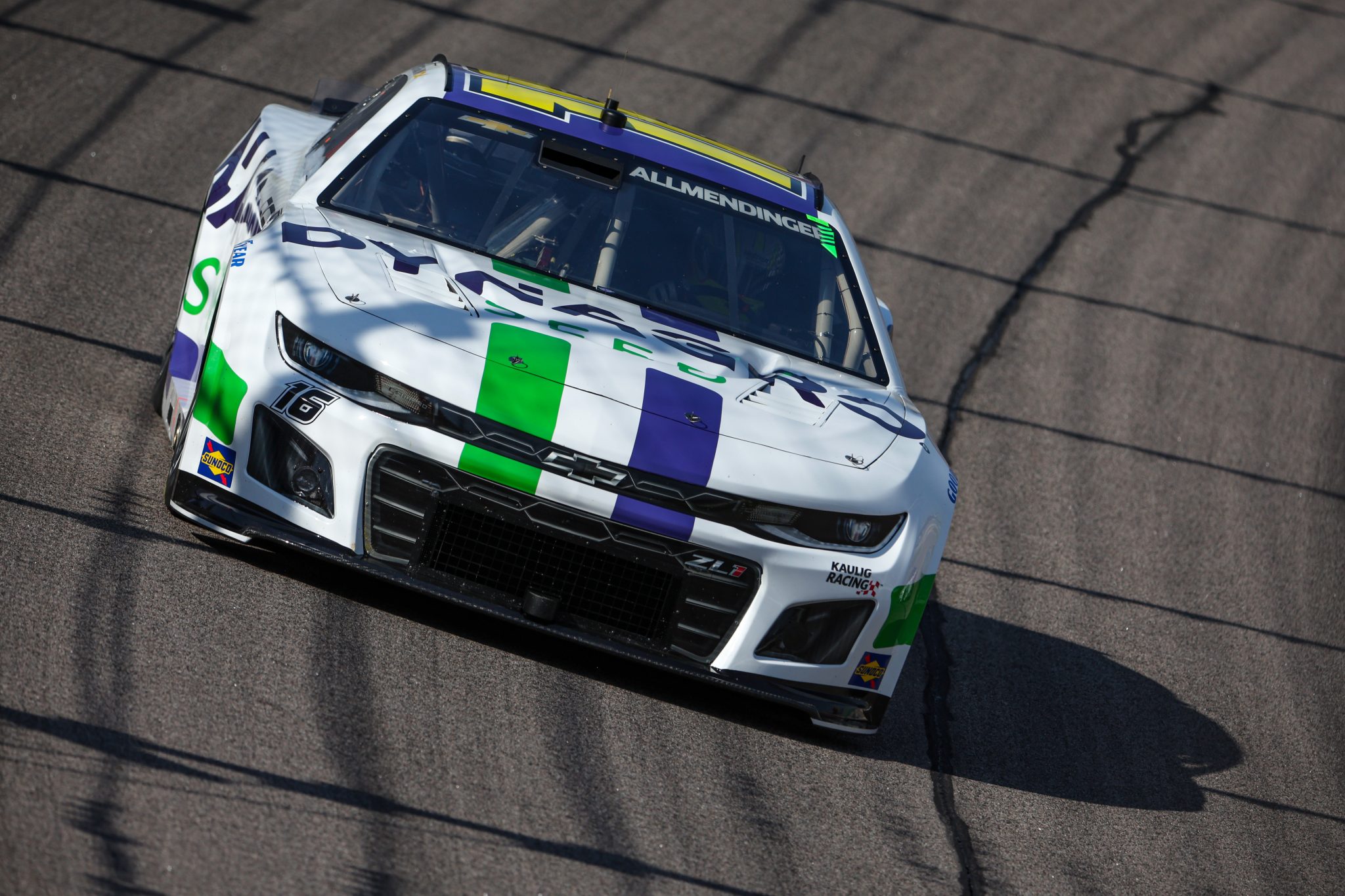 KANSAS CITY, KANSAS - SEPTEMBER 09: AJ Allmendinger, driver of the #16 Nutrien Ag Solutions Chevrolet, drives during practice for the NASCAR Cup Series Hollywood Casino 400 at Kansas Speedway on September 09, 2023 in Kansas City, Kansas. (Photo by Jamie Squire/Getty Images) | Getty Images