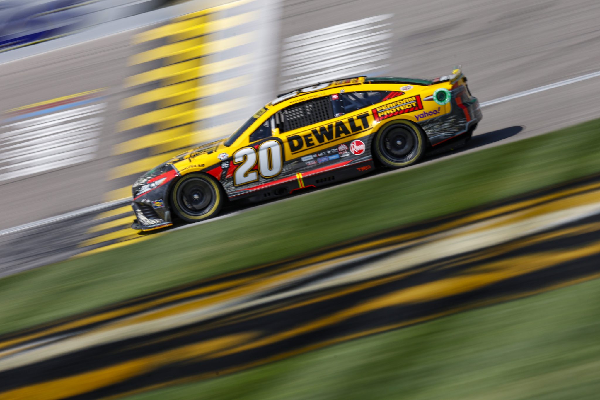 KANSAS CITY, KANSAS - SEPTEMBER 09: Christopher Bell, driver of the #20 DEWALT Perform & Protect Toyota, during qualifying for the NASCAR Cup Series Hollywood Casino 400 at Kansas Speedway on September 09, 2023 in Kansas City, Kansas. (Photo by Sean Gardner/Getty Images) | Getty Images