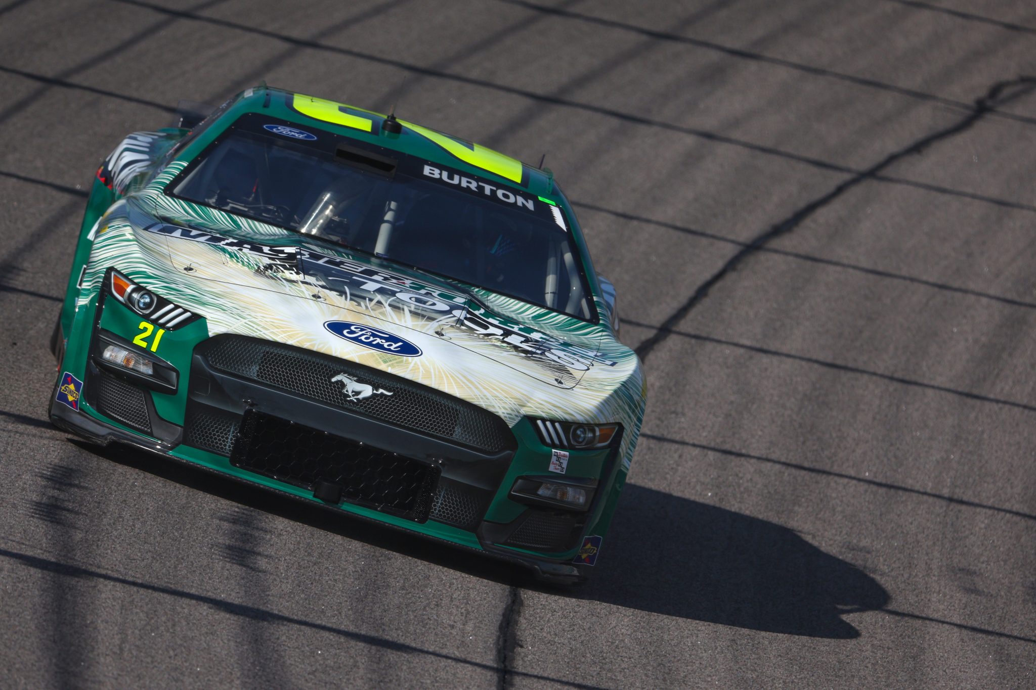 KANSAS CITY, KANSAS - SEPTEMBER 09: Harrison Burton, driver of the #21 Menards/MasterForce Ford, drives during practice for the NASCAR Cup Series Hollywood Casino 400 at Kansas Speedway on September 09, 2023 in Kansas City, Kansas. (Photo by Jamie Squire/Getty Images) | Getty Images